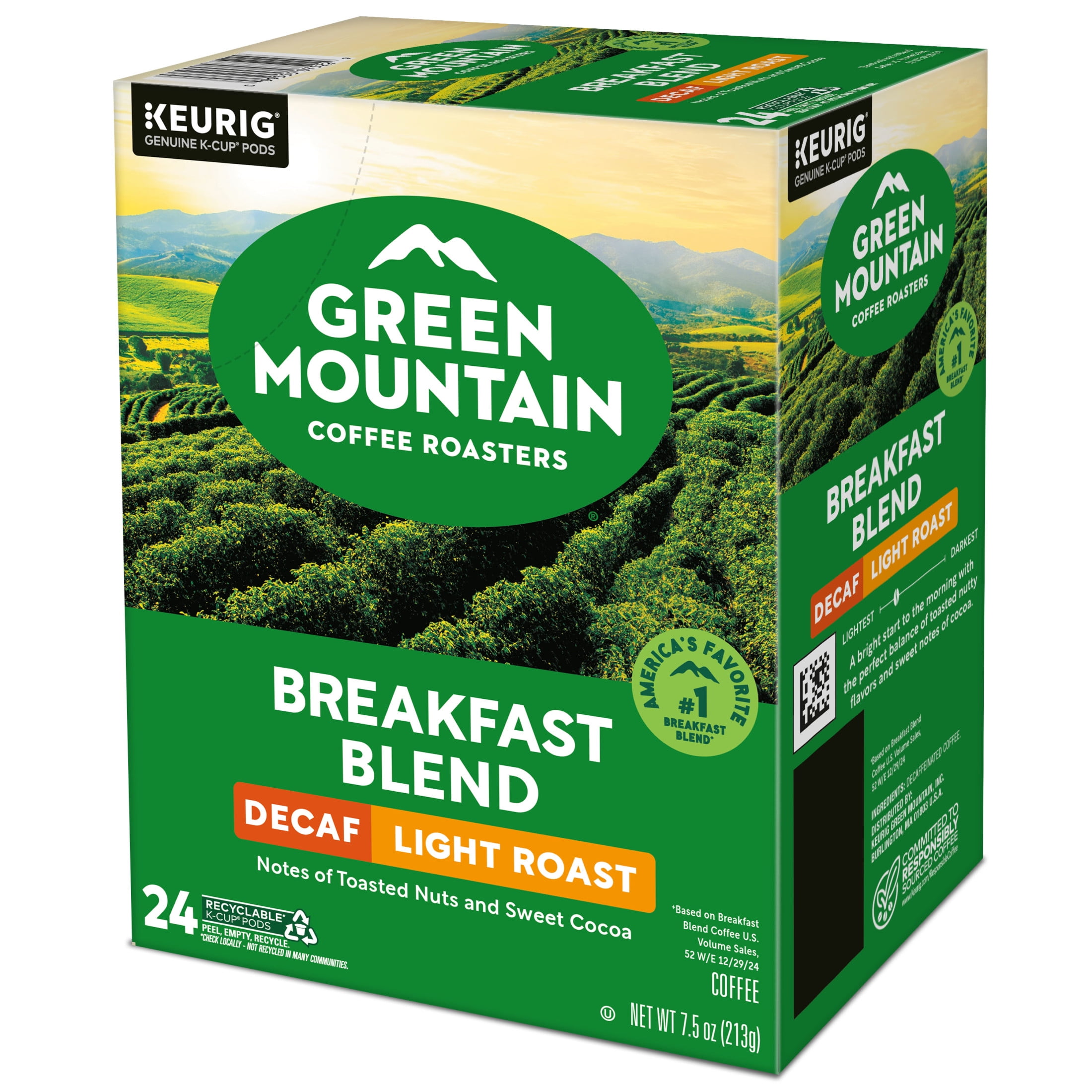 Green Mountain Coffee Roasters Decaf Breakfast Blend Light Roast Coffee Pods (24 Count) xdi2k