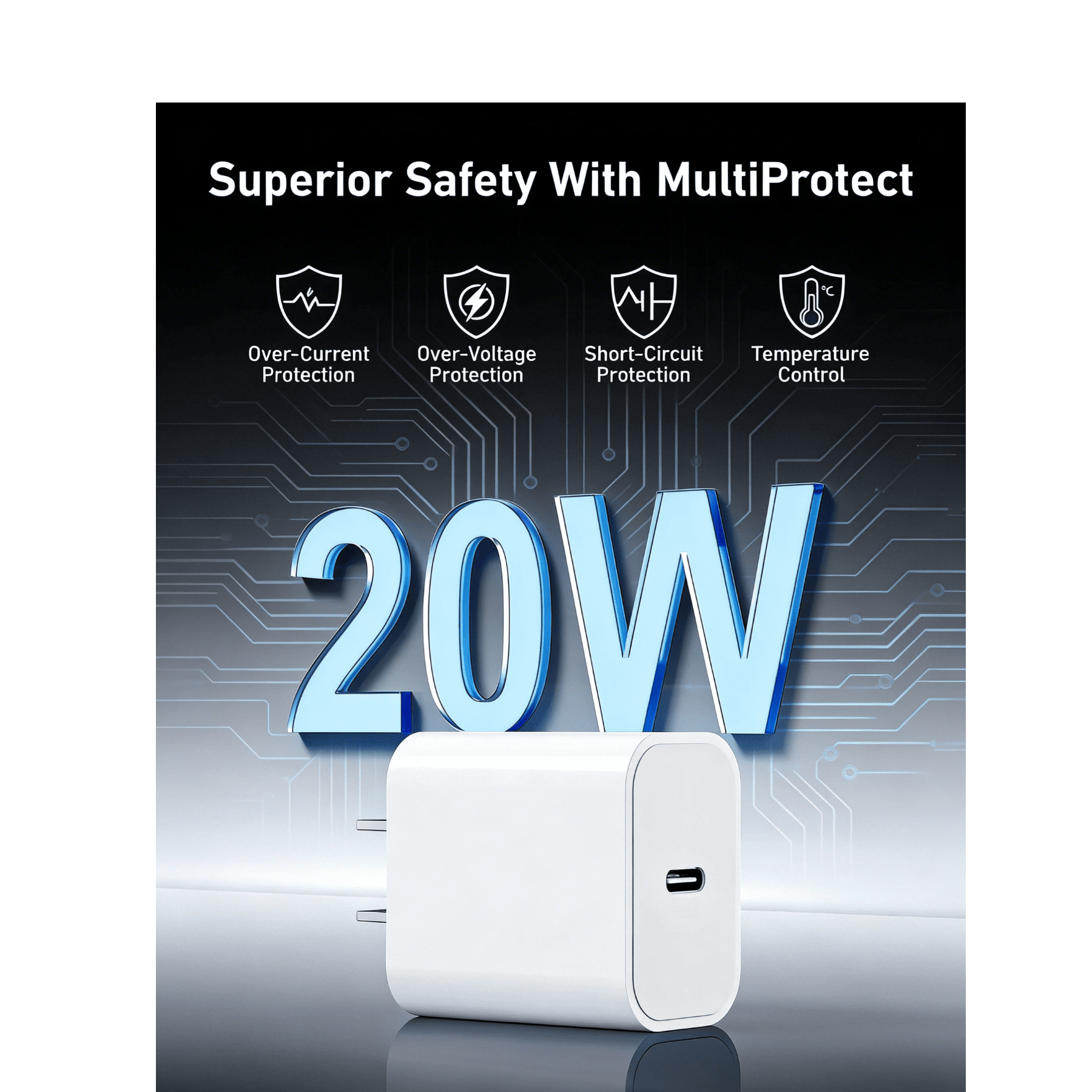 FWJBK 2-in-1 Magnetic Fast Charging Cable and 20W USB-C Wall Adapter Set for Apple Watch and iPhone (White, 6 ft) cin8d