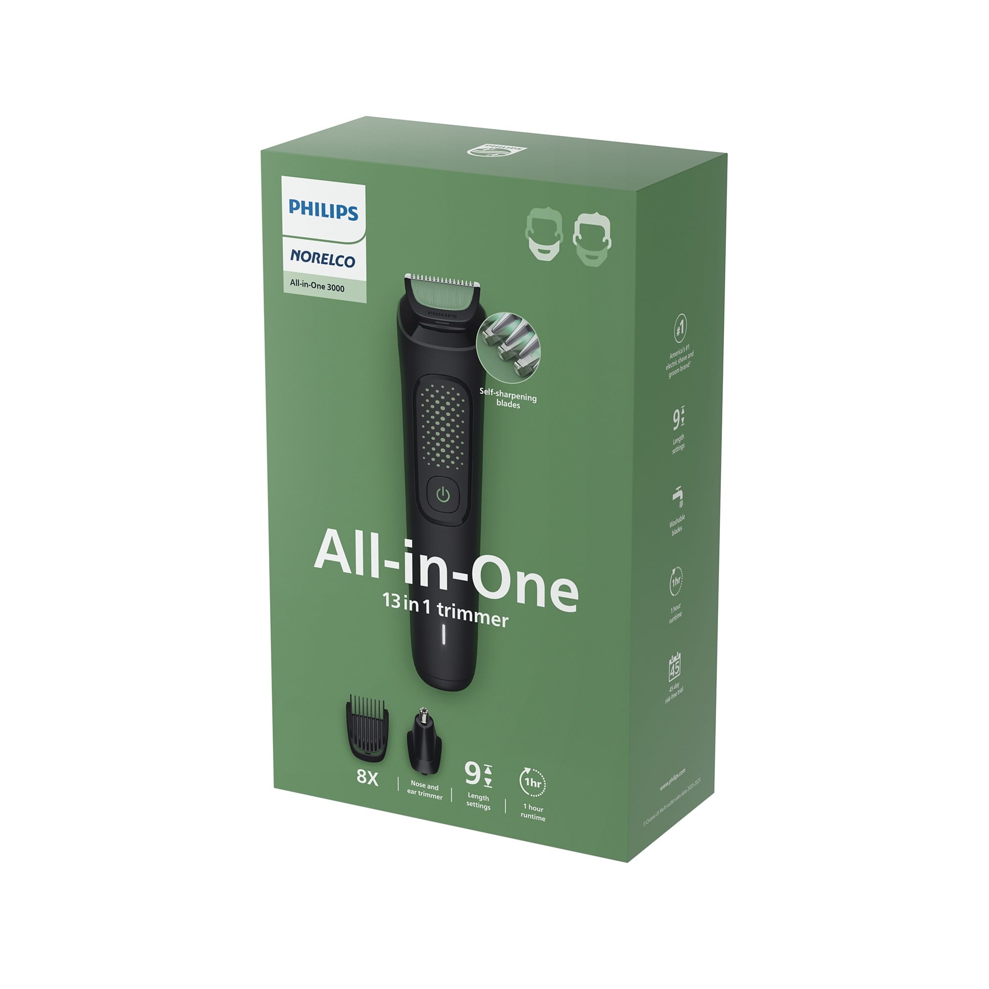 Philips Norelco All-In-One 3000 Series 13-in-1 Trimmer, Beard Styler and Hair Clipper (Black, 13 Piece Set) h153j
