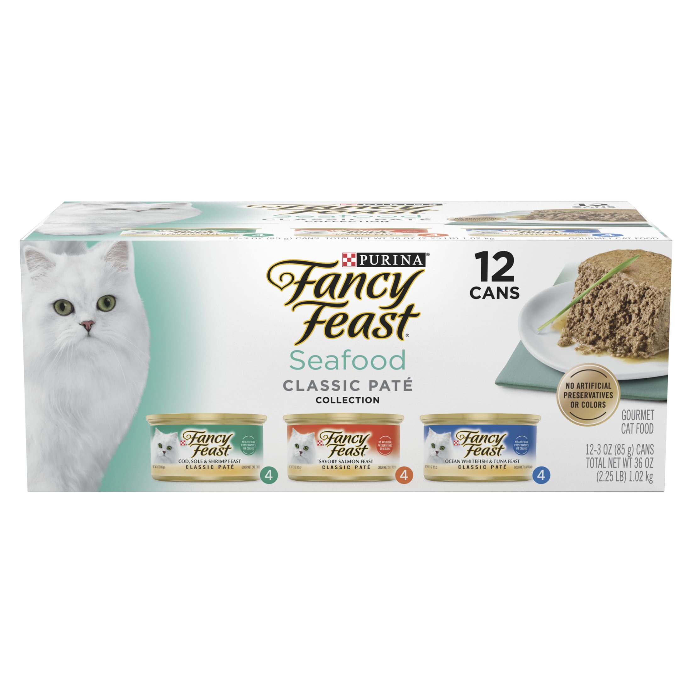 Fancy Feast Seafood Classic Pate Wet Cat Food Variety Pack (12 Pack, 3 oz) icnlp