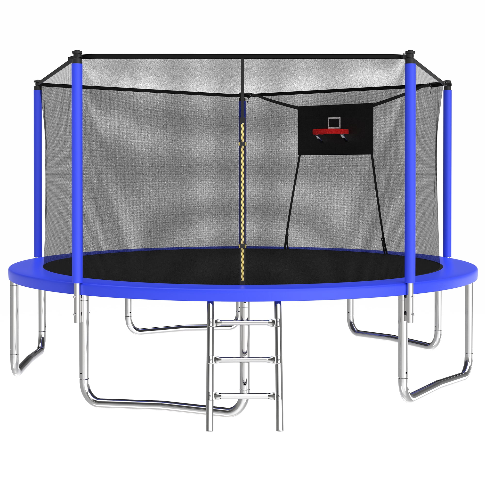 Leumius 14ft Trampoline with Basketball Hoop and Safety Enclosure Net (Blue, 14 ft) cbf7u