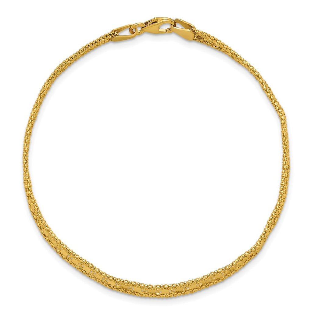 Jewels By Lux 14k Yellow Gold Polished and Textured Fancy Bracelet (Yellow, 7.5 in) qzhym