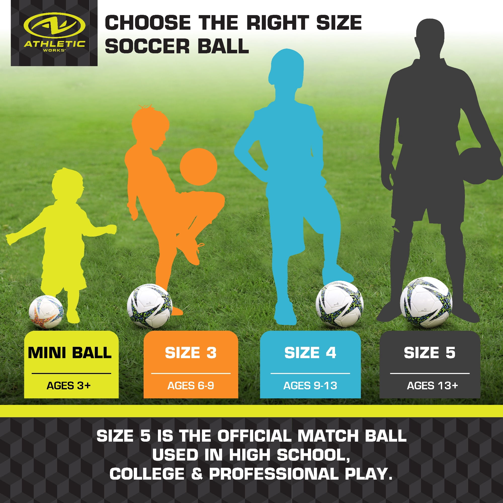 Athletic Works Soccer Ball, Durable PVC Shell for Practice and Match Play (Blue, Size 5) bn1te