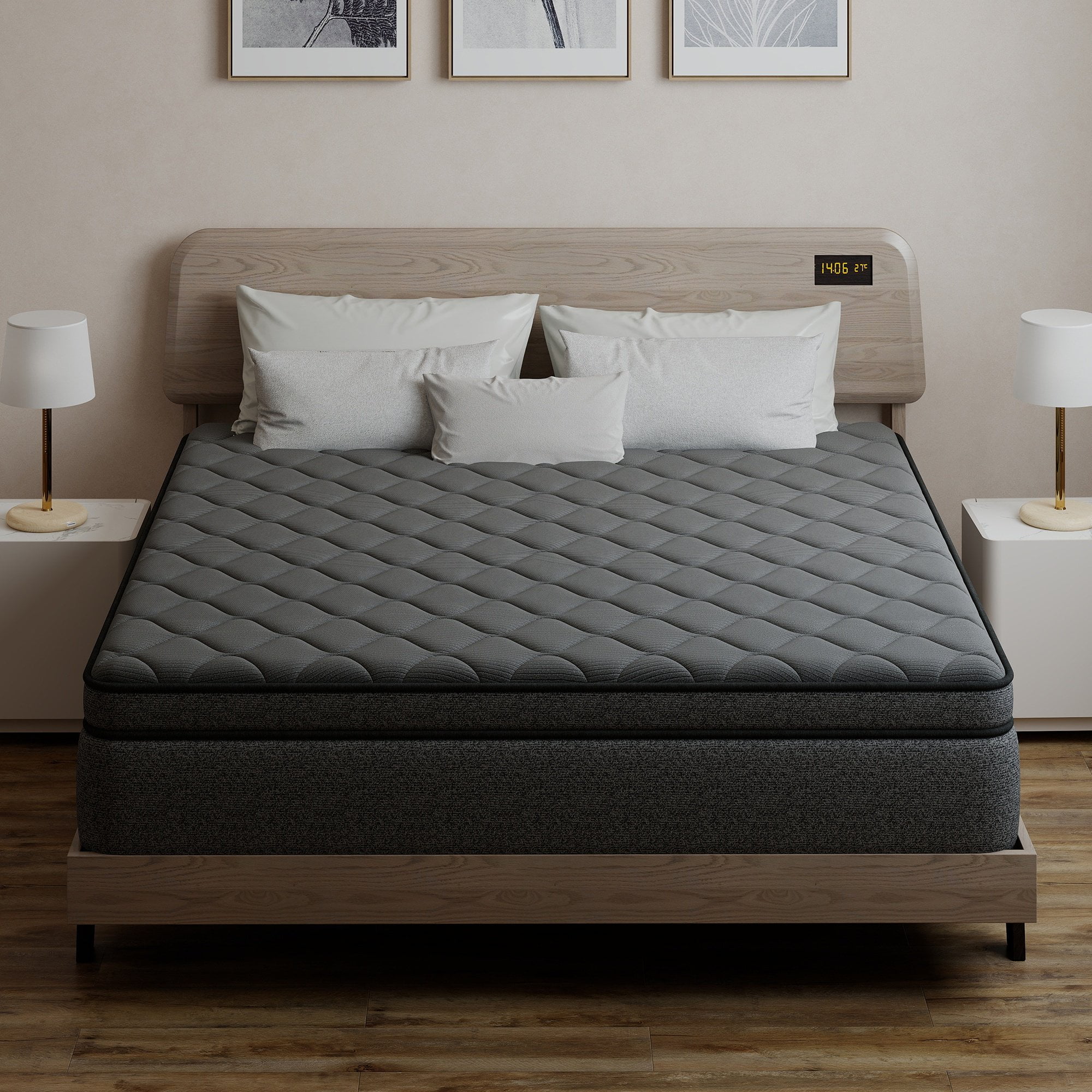 OPV 14-inch Hybrid Twin Mattress, Memory Foam & Pocket Spring Euro Top, Medium Firm Comfort (Gray, Twin) eas8u