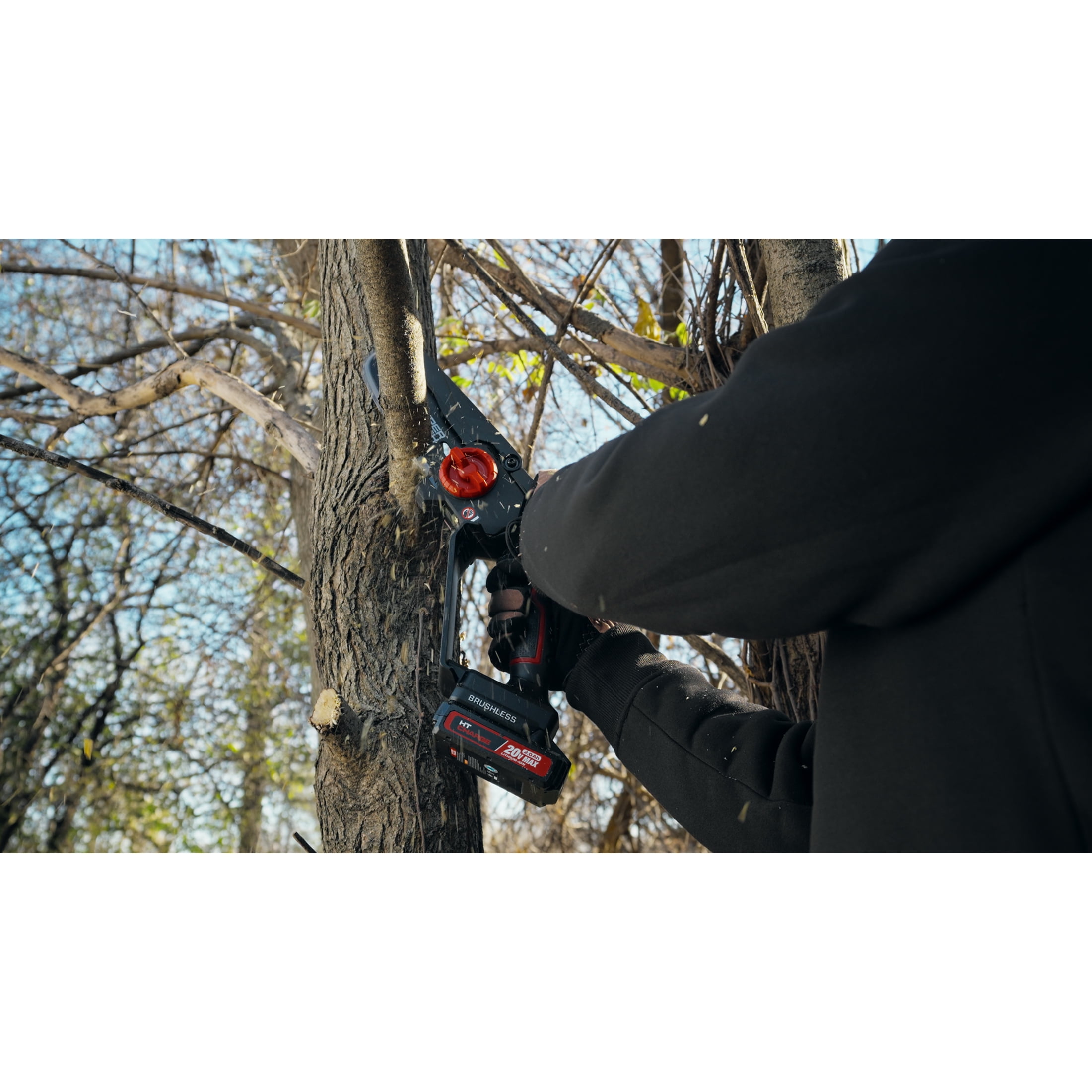 Hyper Tough 6 in 20V Brushless Cordless Pruner Saw with 2.0Ah Battery and Charging Cable (Black, 6 in) 5xayx