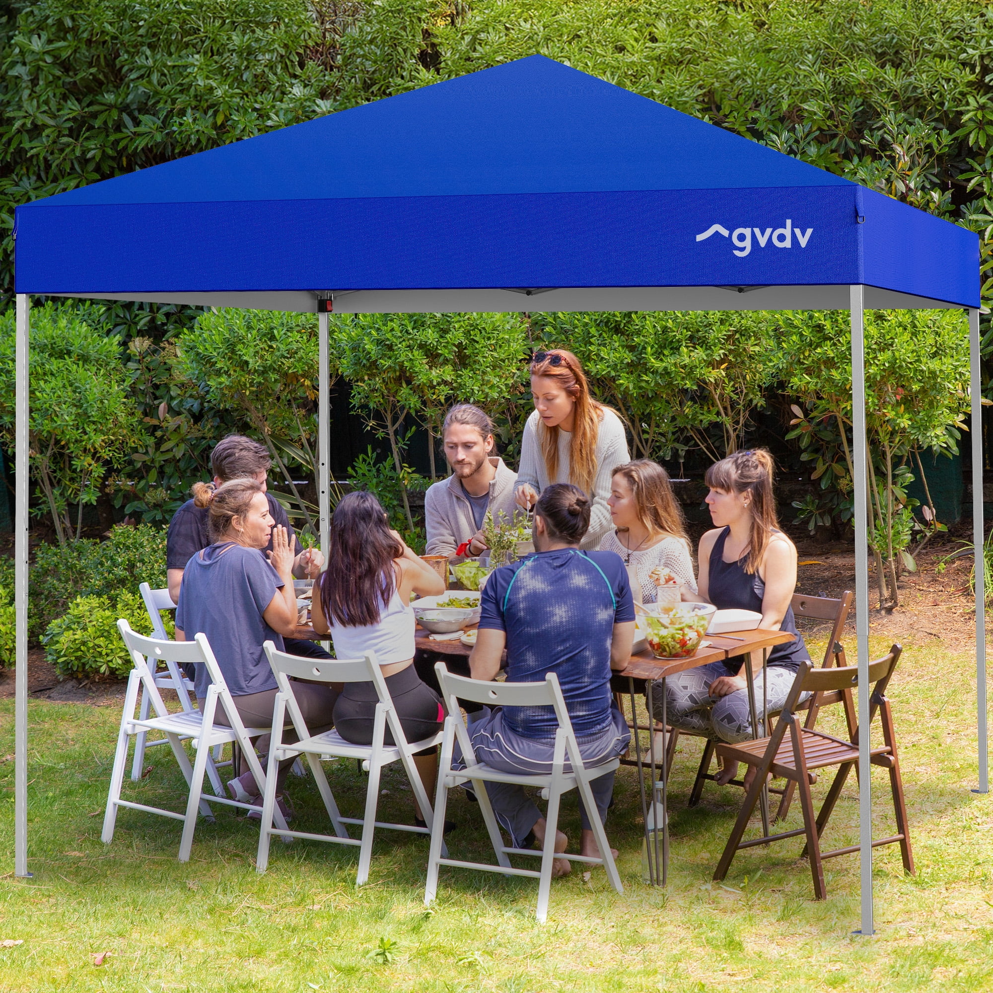 GVDV 10x10 ft Pop-up Canopy Tent, Heavy-Duty Outdoor Gazebo with Adjustable Height (Blue, 10x10 ft) k4s2a
