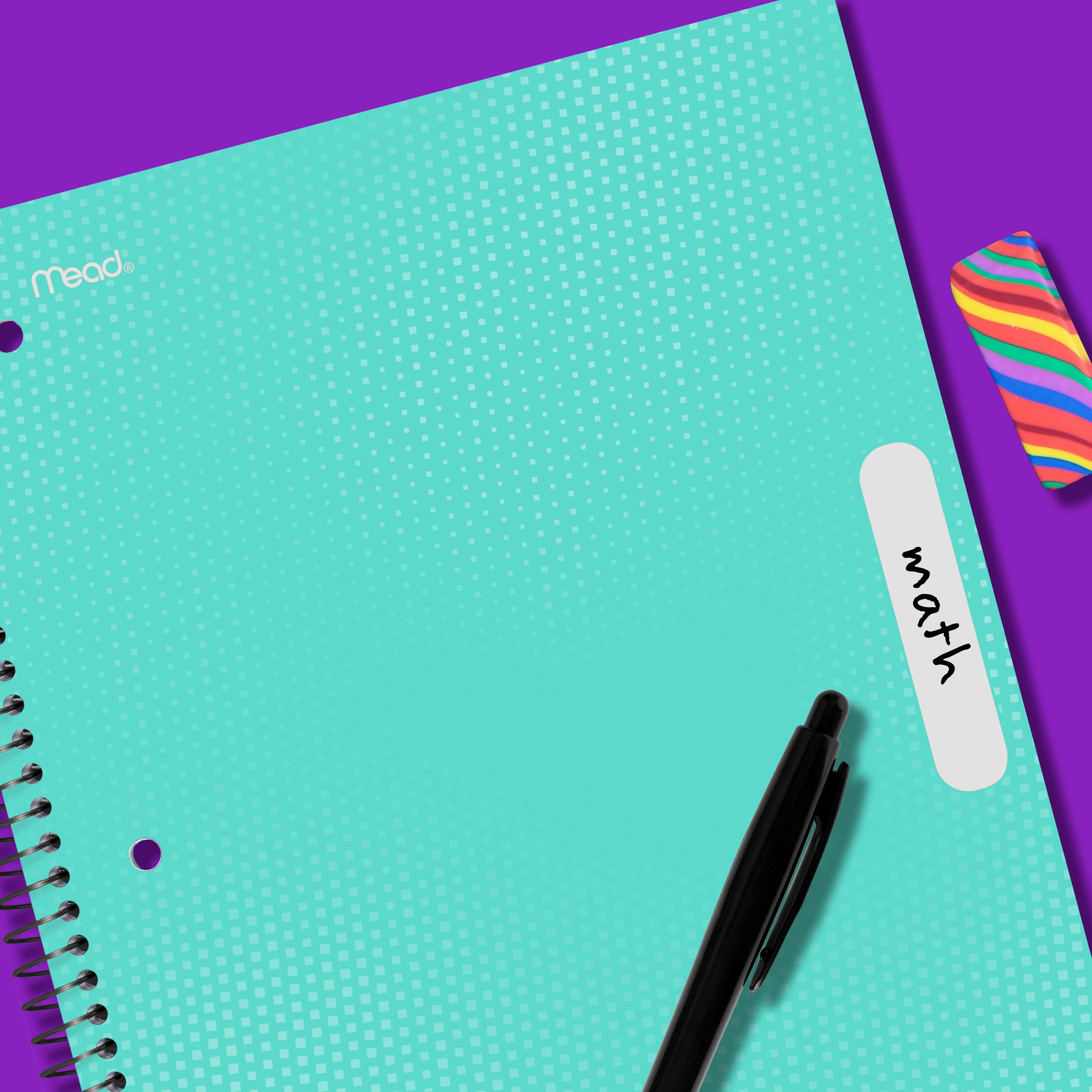 Mead 3 Subject Wide Ruled Spiral Notebook, Durable Poly Cover, Perforated Sheets (Pastel Green, 8 in x 10.5 in) s91ga