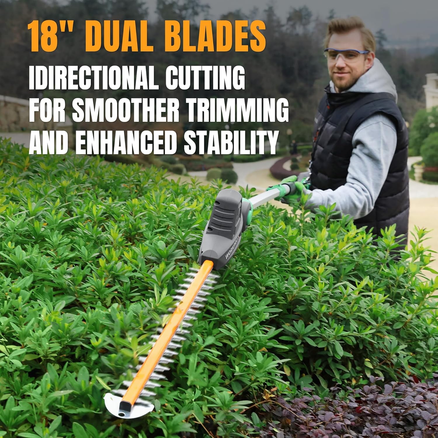 WORKPROX 20V Cordless Pole Hedge Trimmer, Telescoping Extension Pole with 11-Angle Adjustable Head (9.2 ft Reach, 2.0Ah Battery Included) tfzdb - Image 8