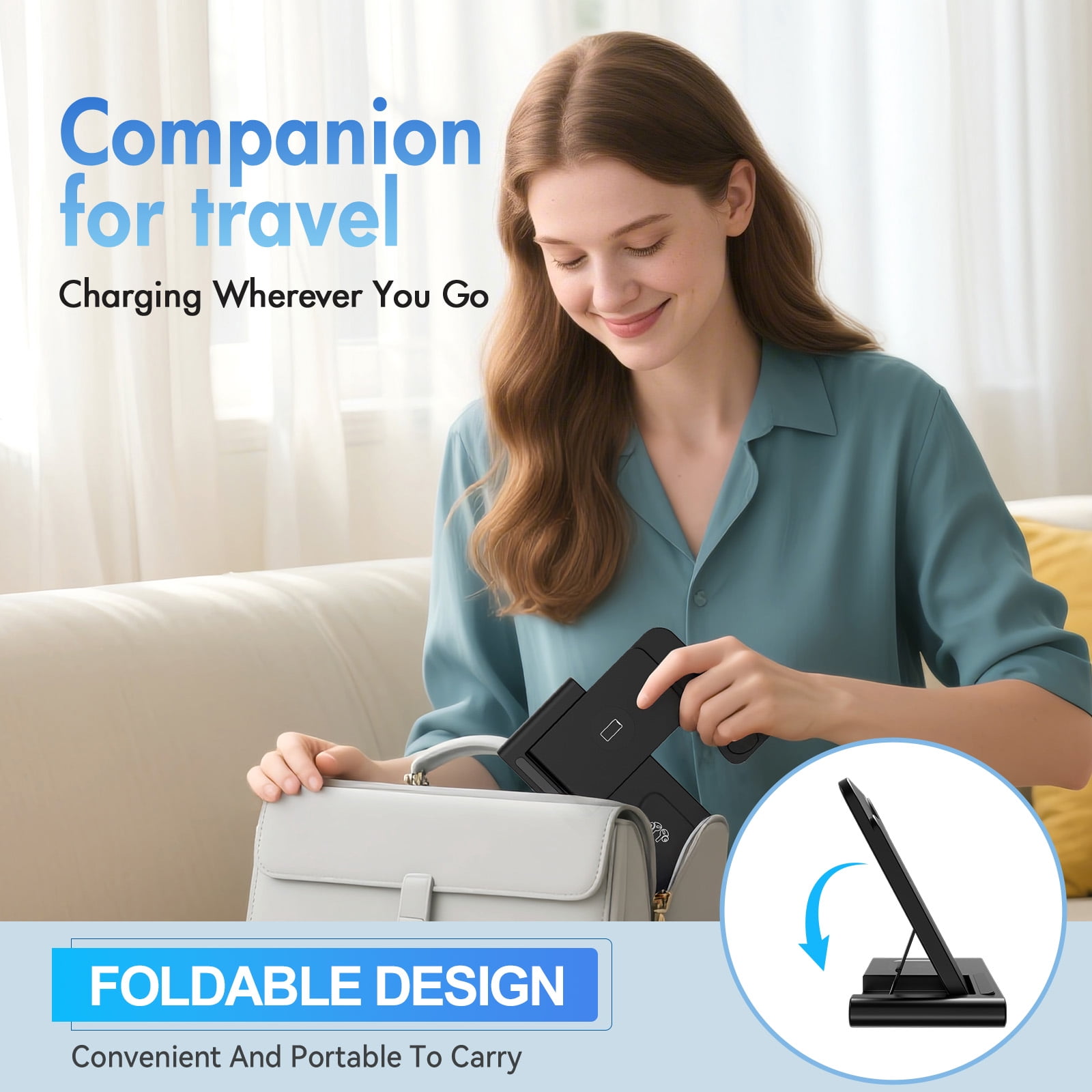 BAOKALER 3-in-1 Wireless Charging Station, Fast Charging Dock for iPhone, Apple Watch, and AirPods (Black, 15W) on0yj