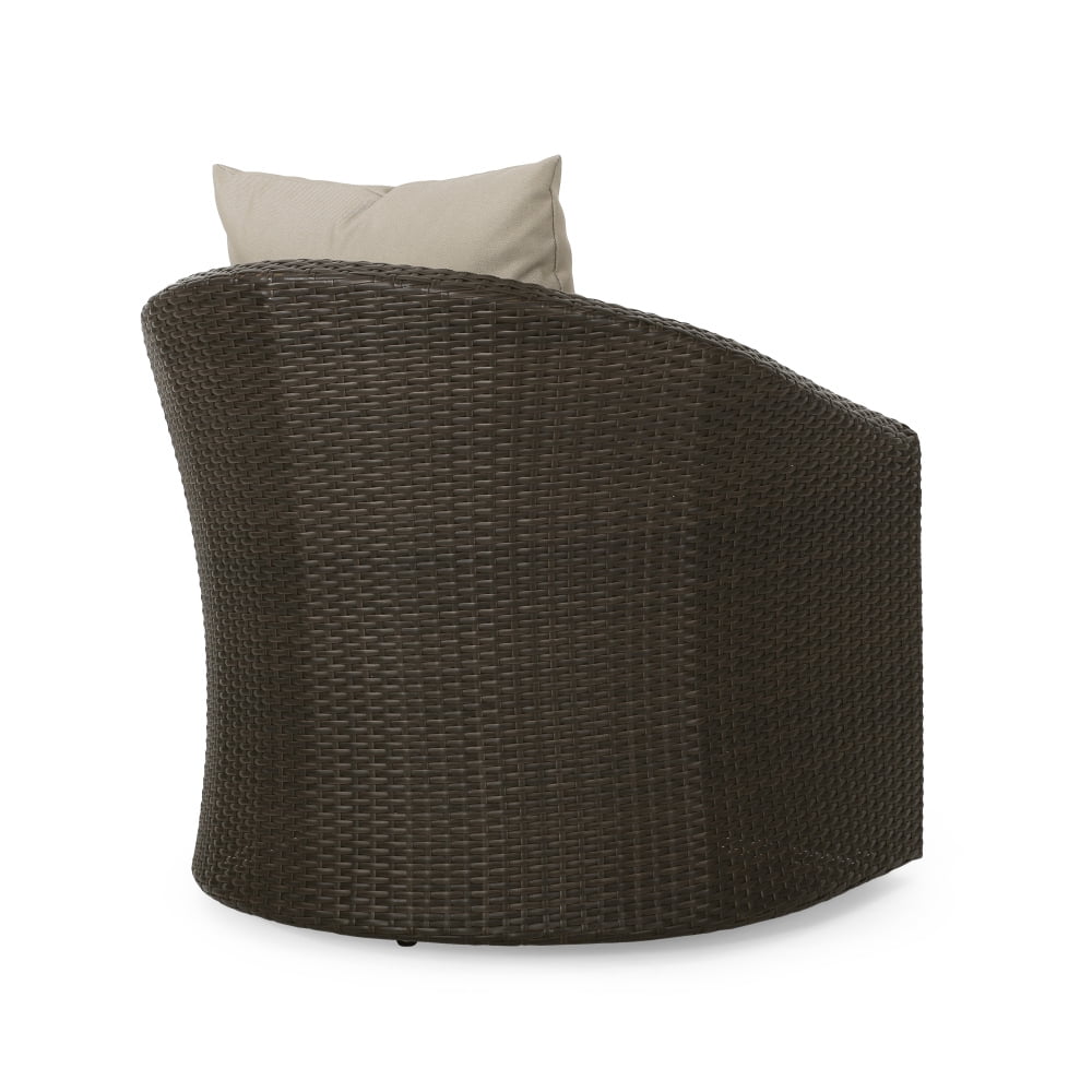 Generic Outdoor Swivel Wicker Chair with Aluminum Frame (Brown, 1-Pack) cpjz3