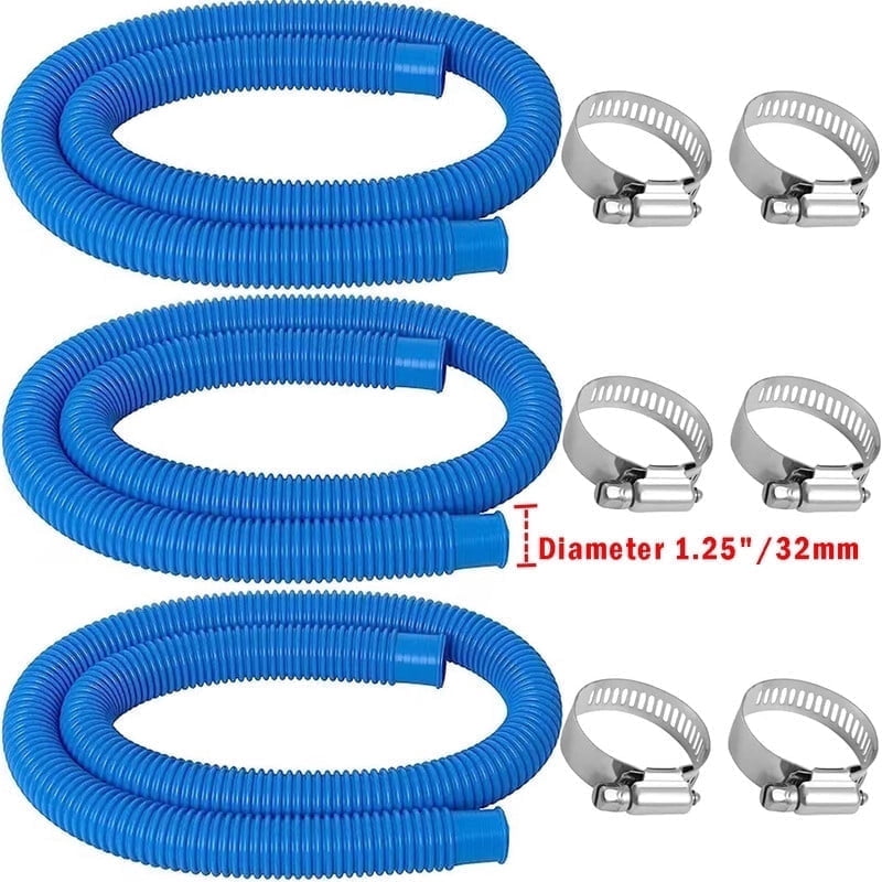 Wiher Above Ground Pool Pump Replacement Hose, Heavy-Duty PVC Filter Hose for 330GPH to 1000GPH Pumps (Blue, 1.25 in x 59 in, 3 Pack) 6y9rc