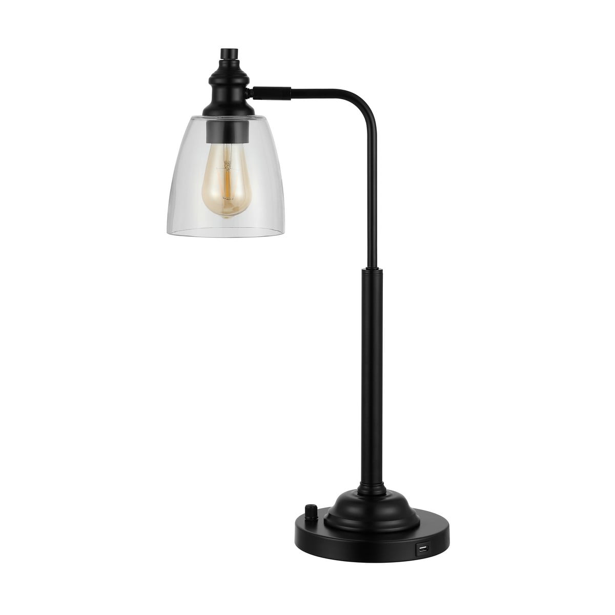 Safavieh Rino Mid-Century Iron Table Lamp with LED Bulb (Black, 23 in) jw79u