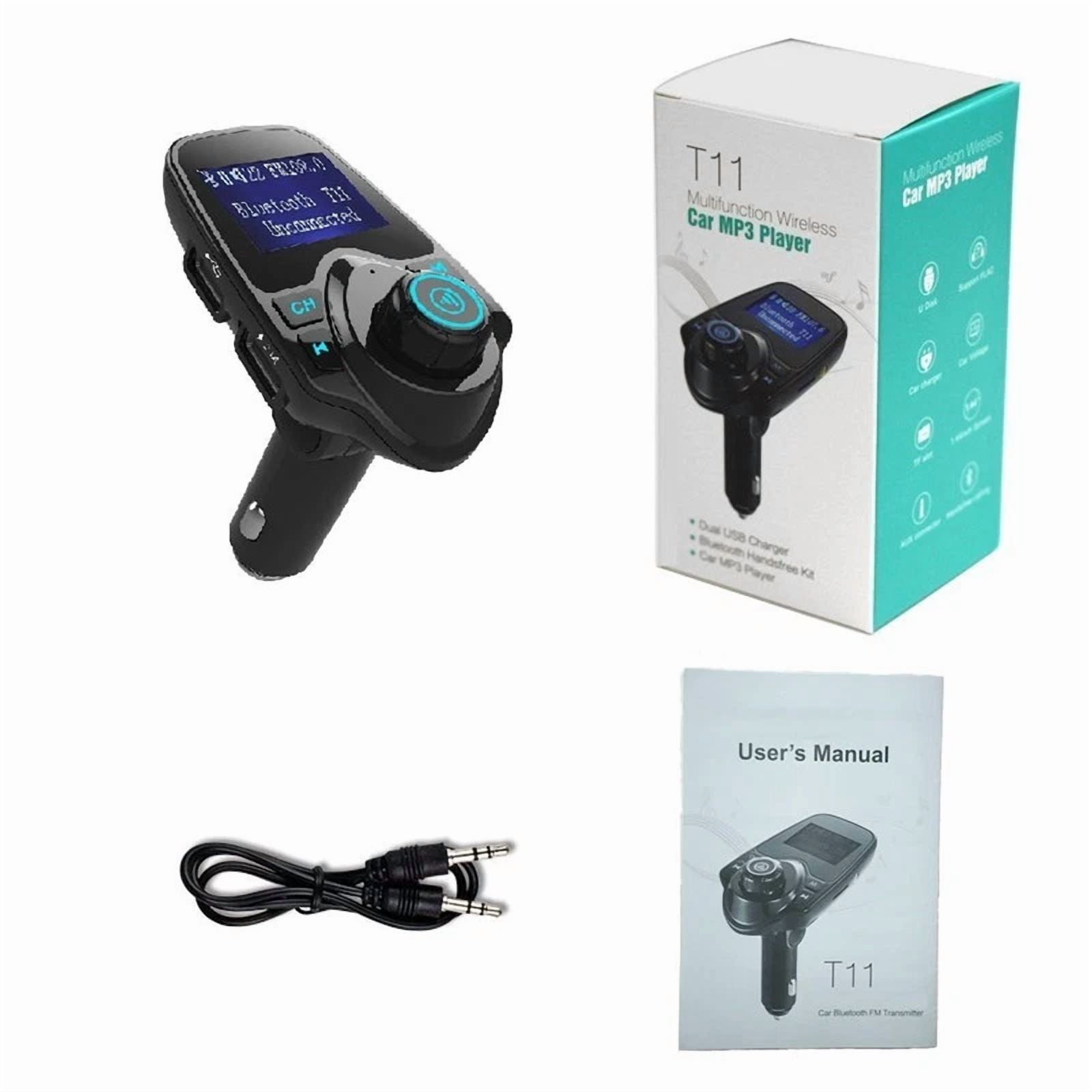 Rhea Car Bluetooth 4.0 FM Transmitter with Hands-Free Calling and USB Charging Port (Black, 1 Pack) u0duh