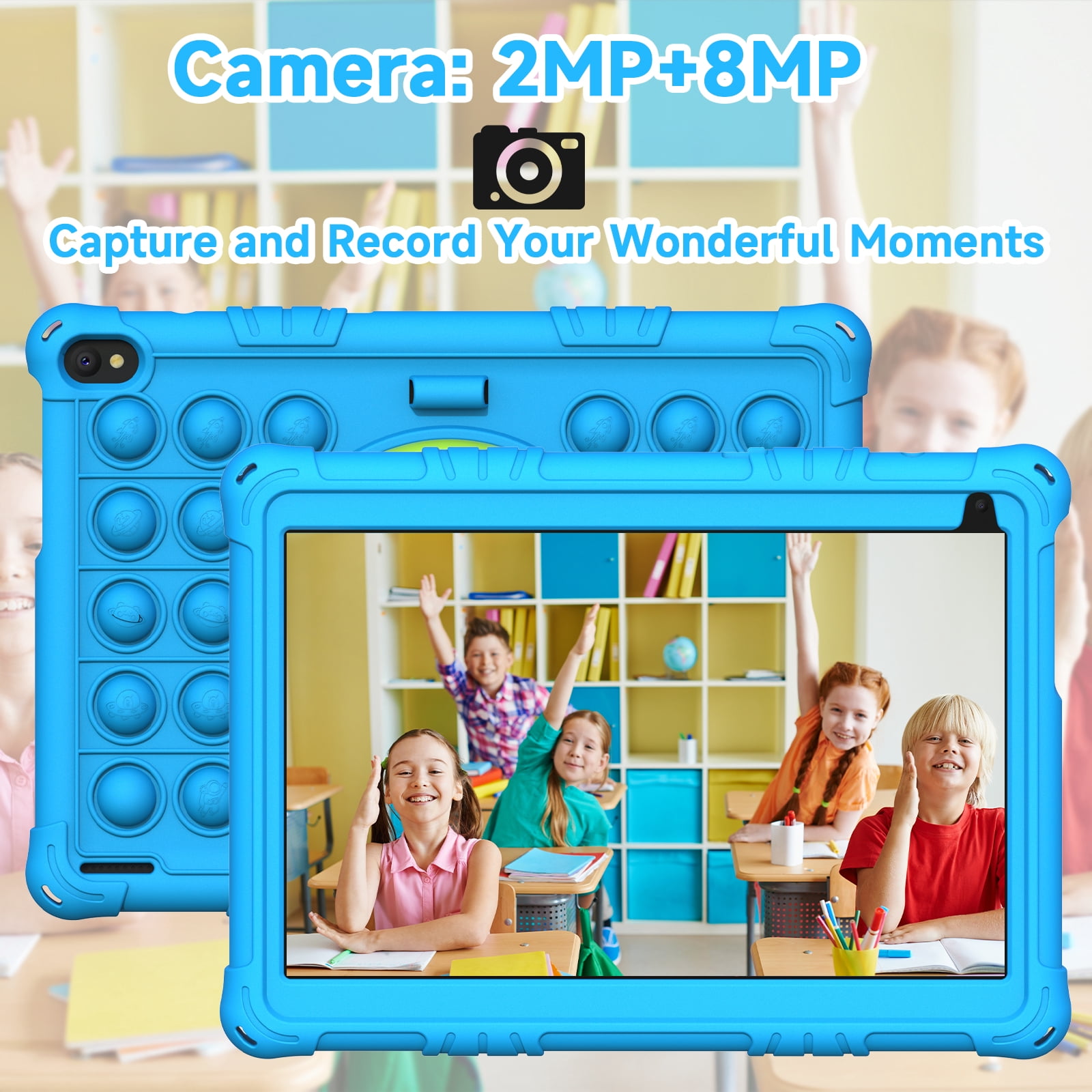 YQSavior Android 15 Kids Tablet 10.1 in IPS HD Display (Blue, 32GB) lnyuc