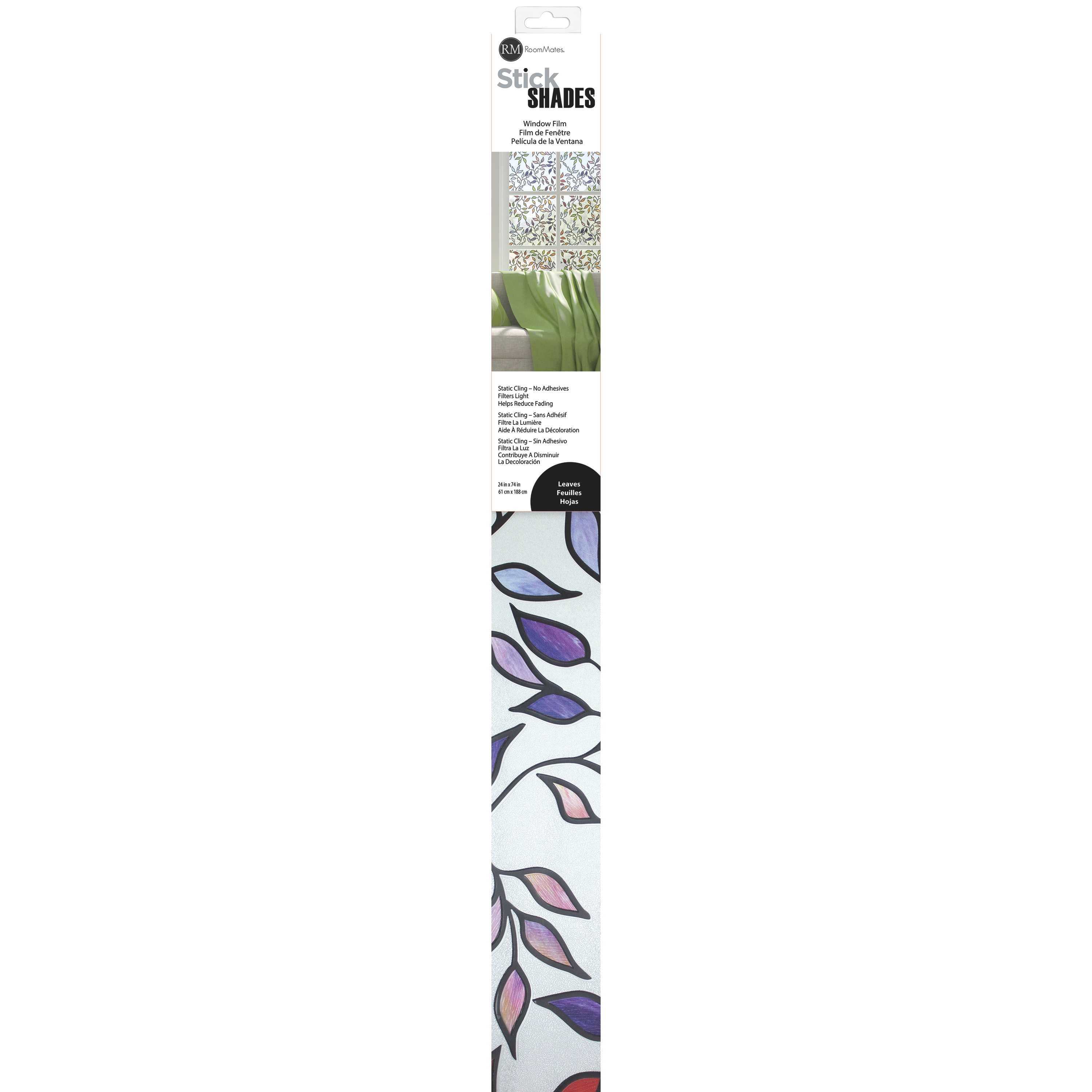 RoomMates Autumn Leaves Decorative Privacy Window Film (Blue, 24 in x 74 in) 7i18n