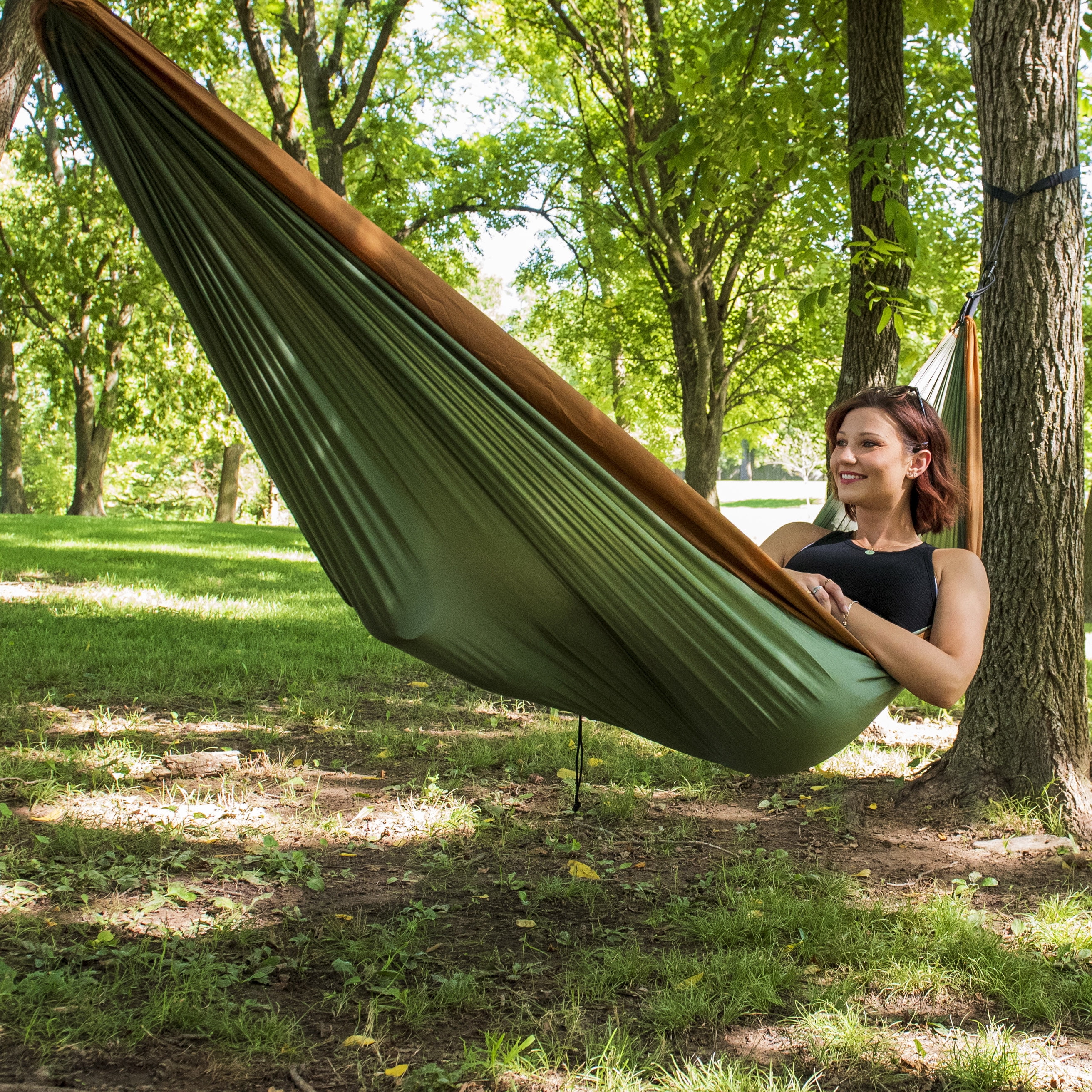 Equip Nylon Portable Camping Travel Hammock, Breathable Lightweight Outdoor Bed (Sage and Rust, 116 in x 59 in) 12cp8