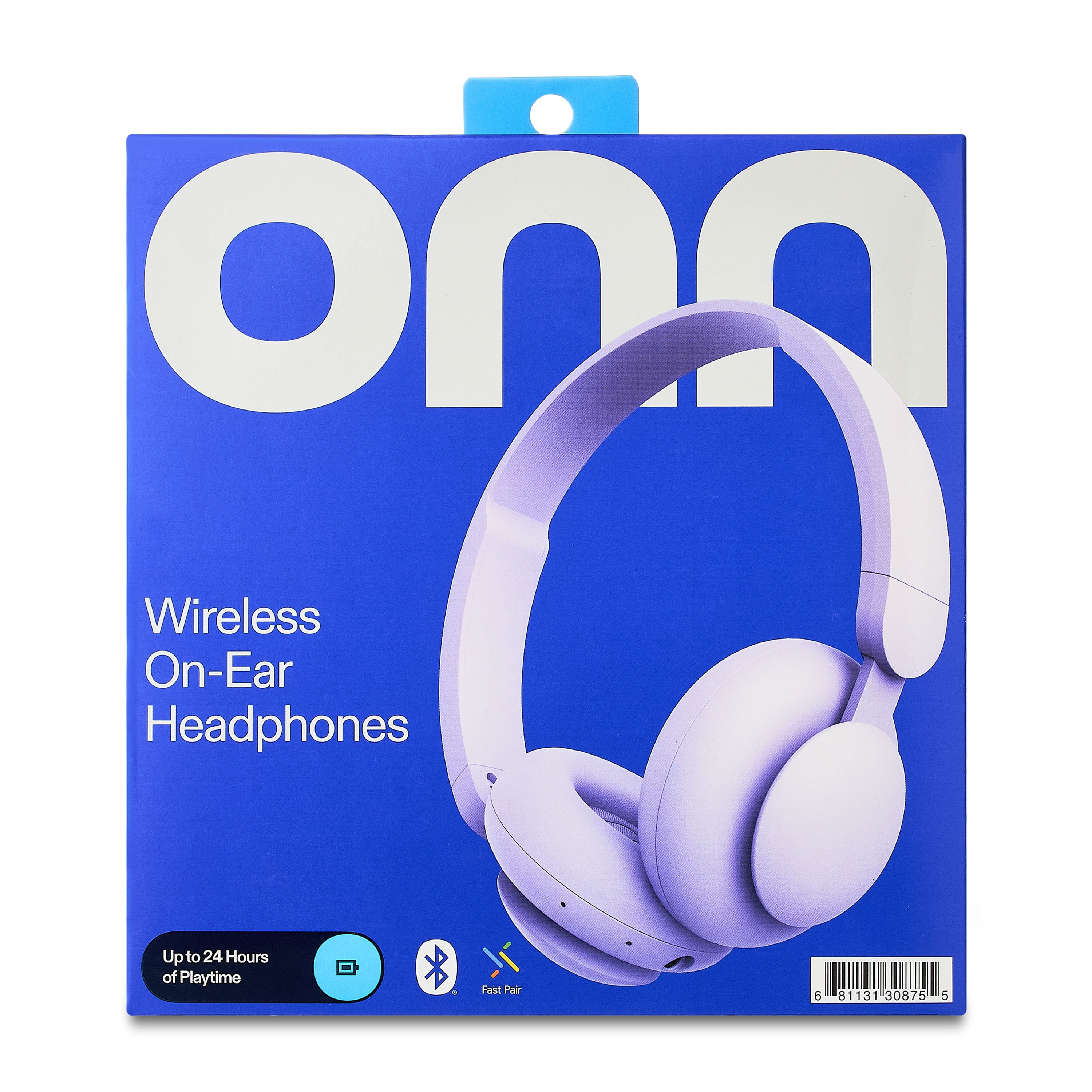 onn Wireless On-Ear Headphones, High-Definition Sound with Built-in Microphone (Lilac, One Size) 1edjp