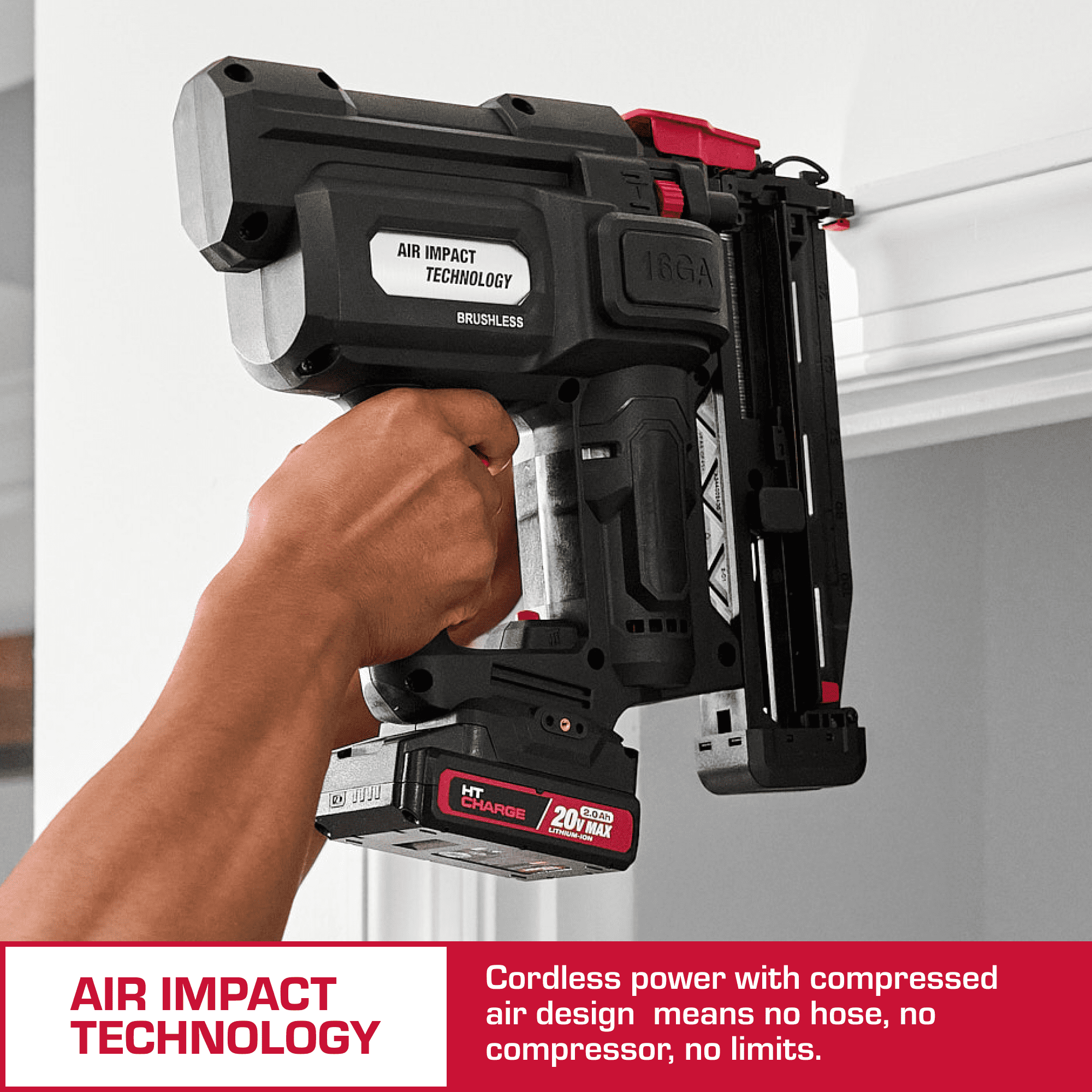 Hyper Tough 20V Brushless Cordless 16-Gauge Finish Nailer Kit (Black, 5/8 to 2-1/2 in) xk8fg