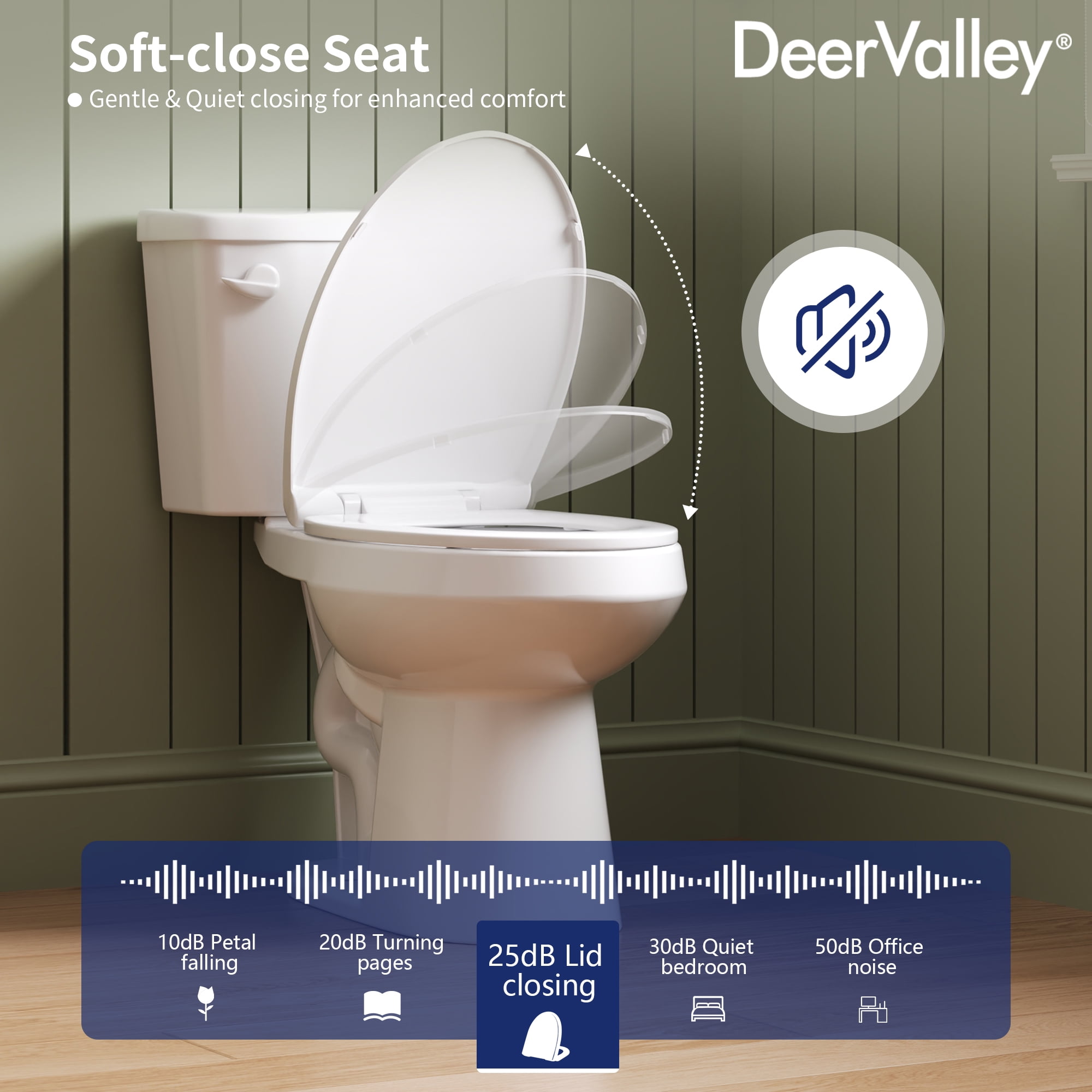 DeerValley 2-Piece Elongated Chair Height Toilet with Soft Close Seat (White, 1.28 GPF) 7mrc5