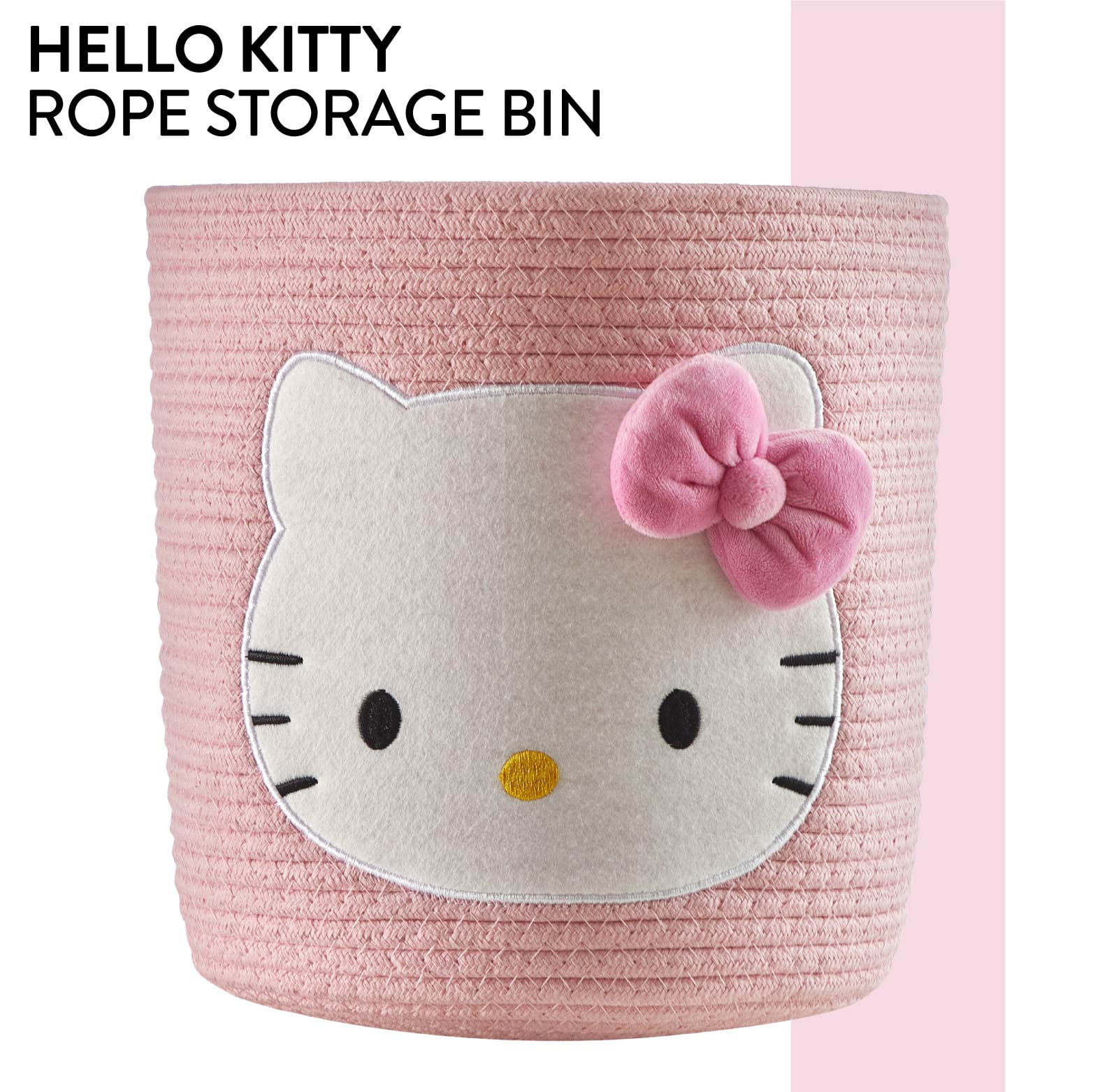 Hello Kitty Kids Rope Storage Bin Decorative Organizer for Nursery and Playroom (Pink, 10 in x 10 in) sx95b