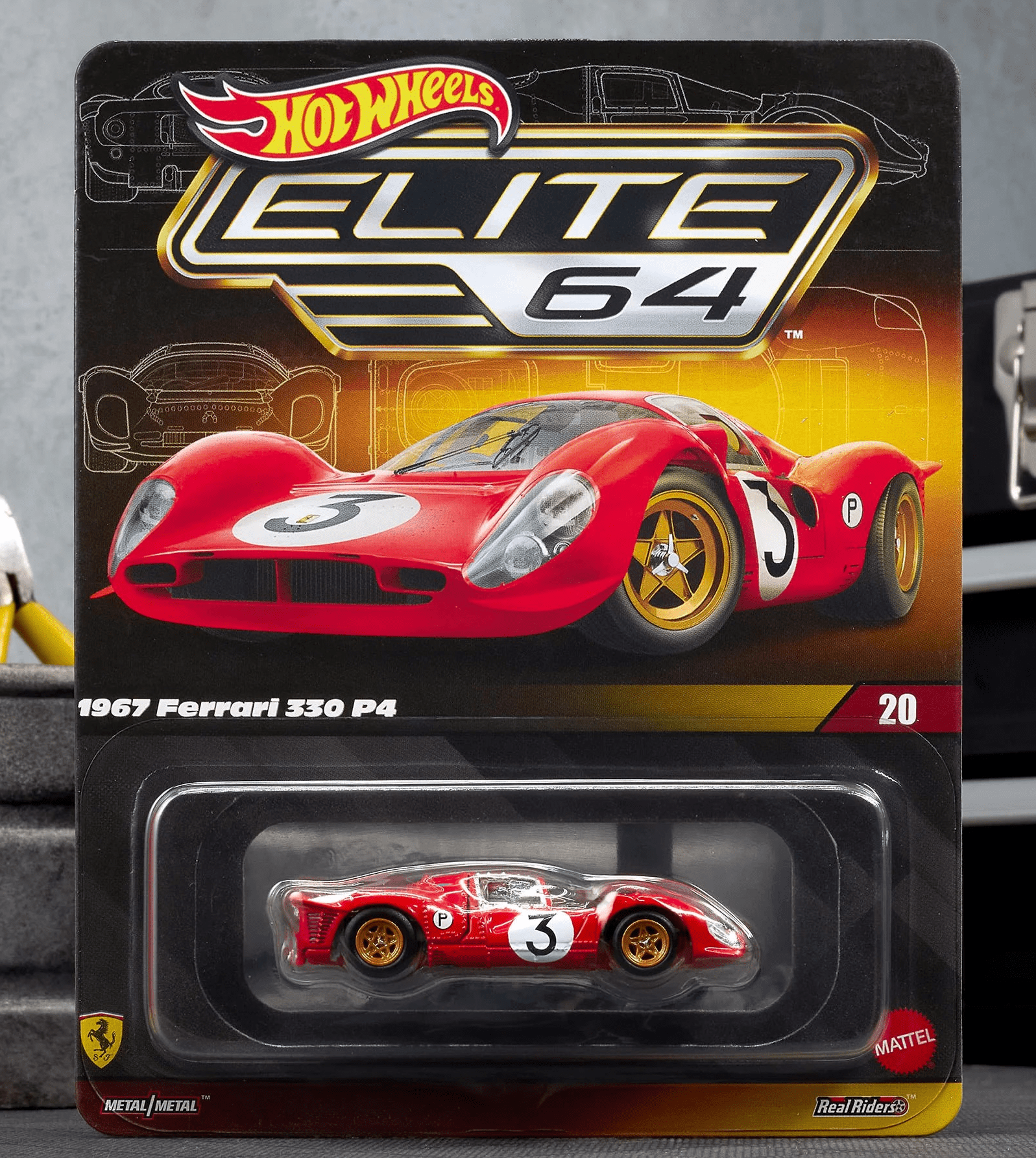 Hot Wheels Elite 64 1967 Ferrari 330 P4 Premium Die-Cast Car (Rosso Corsa Red, 1:64 Scale) frf7s
