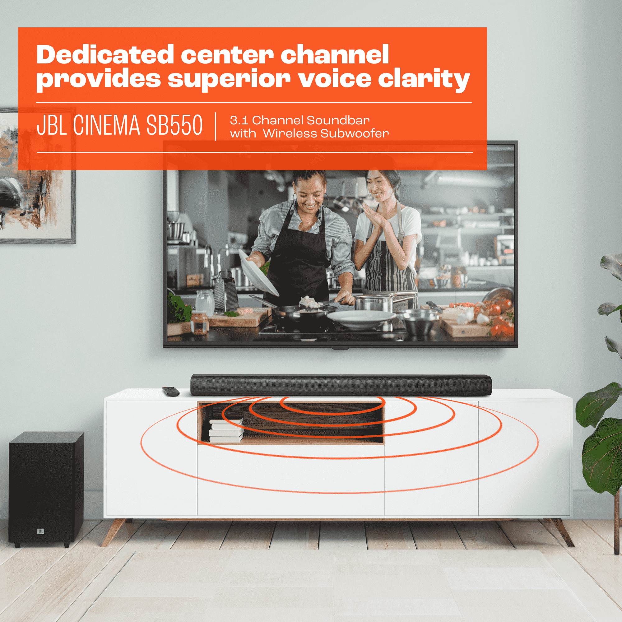 JBL Cinema SB550 Sound Bar with Wireless Subwoofer and Dolby Audio (Black) 8zpes