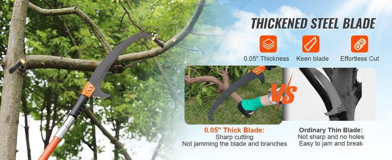 Generic Manual Tree Trimmer Pole Saw with Carbon Steel Blade (7.3-27 ft Adjustable Length) wfqdc