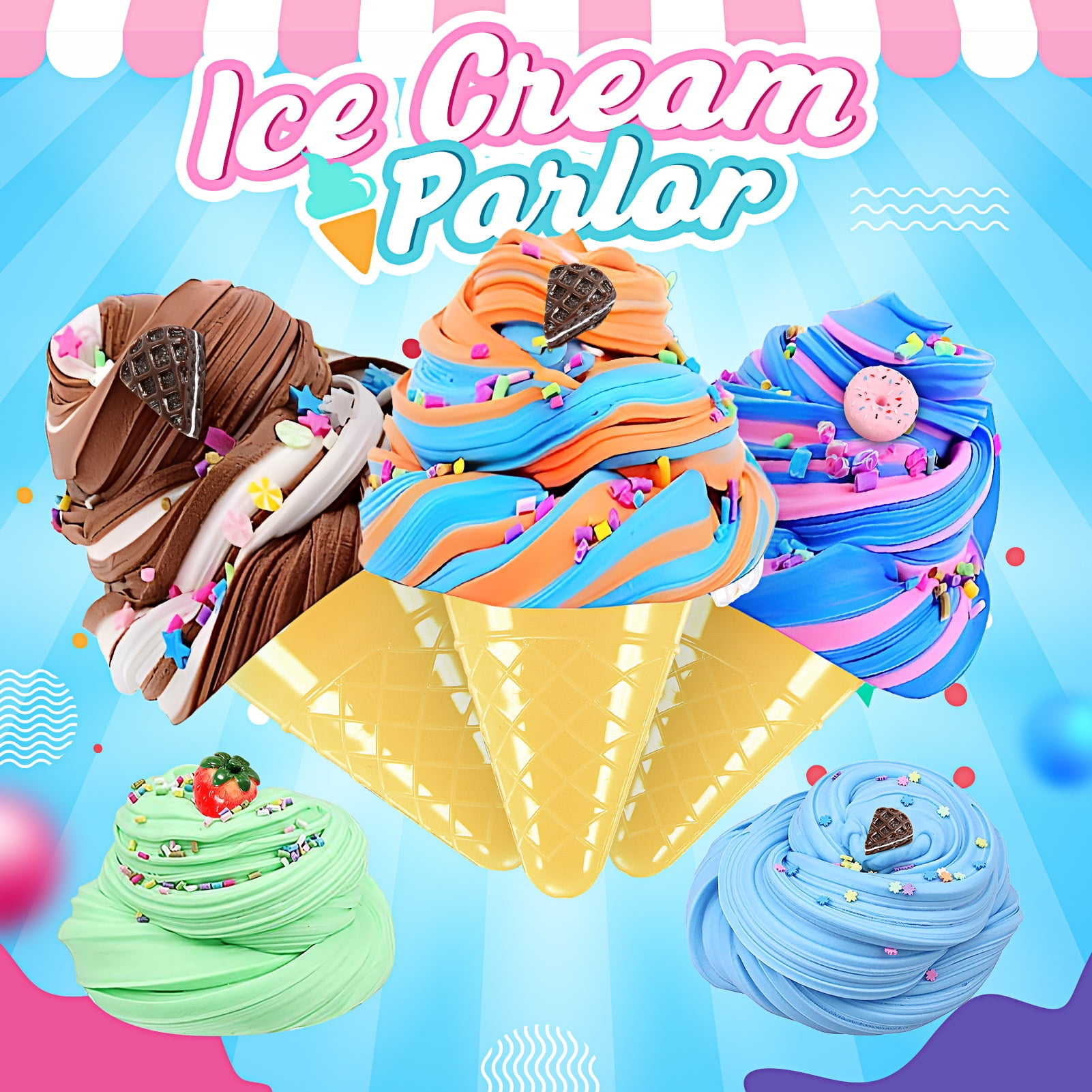 ATOPDREAM DIY Ice Cream Slime Making Kit for Kids Creative Craft Activity Set (Pink, 1 Pack) uj7w7