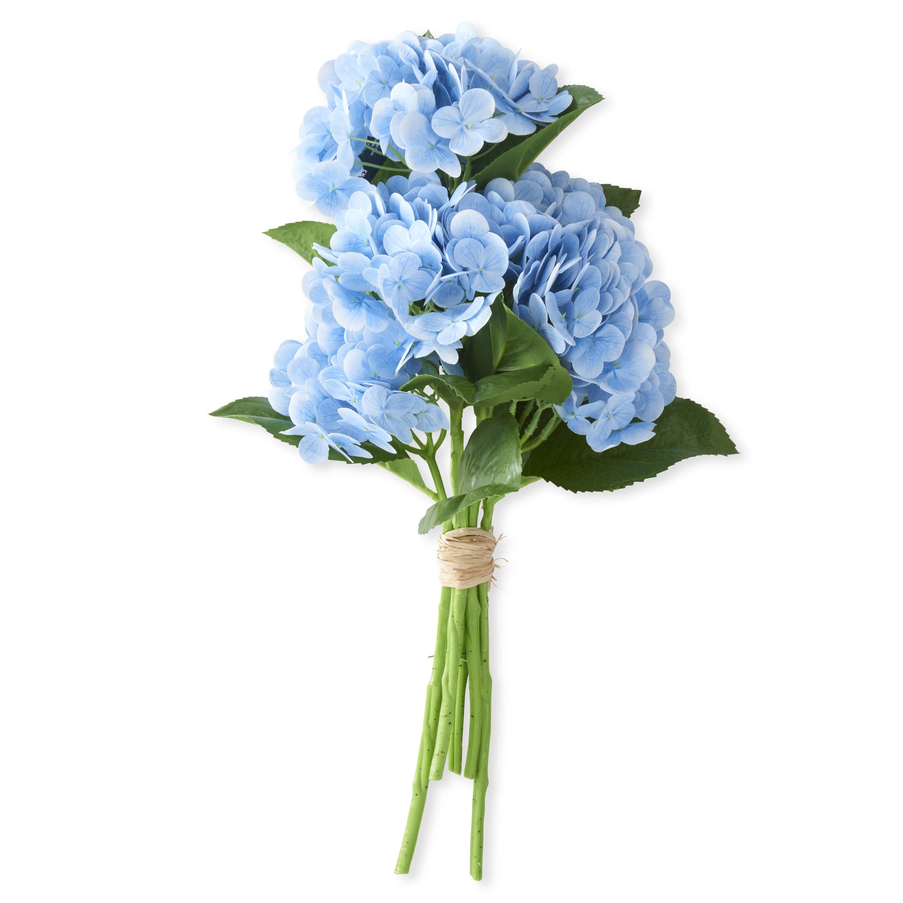 K&K Interiors Real Touch Hydrangea Artificial Flowers for Home Decor (Blue, 13 in, 6 Stem Bundle) njwd5
