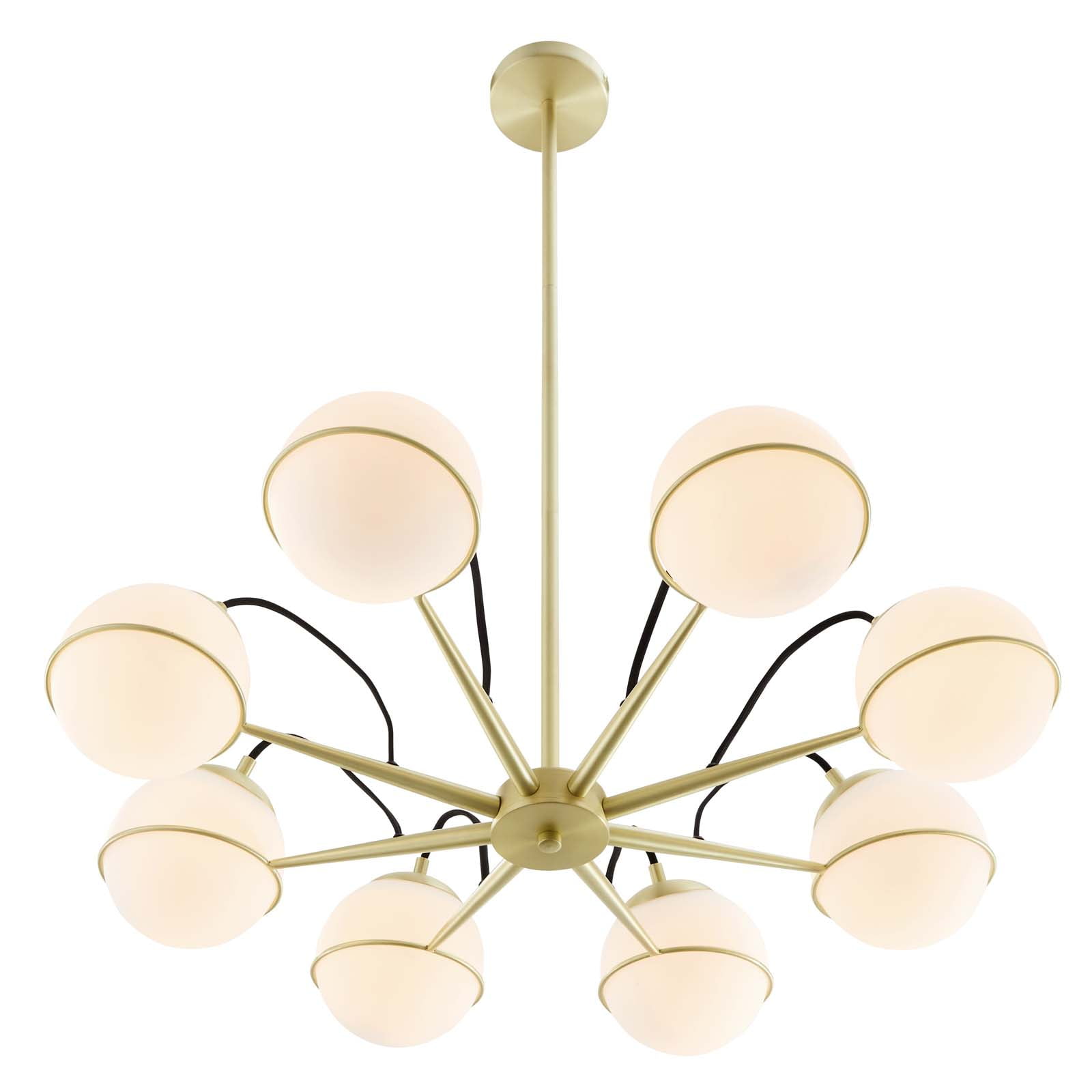 Modway Hanna 8-Light Chandelier Mid-Century Modern Ceiling Fixture (Opal Gold, 31.5 in) 646kk