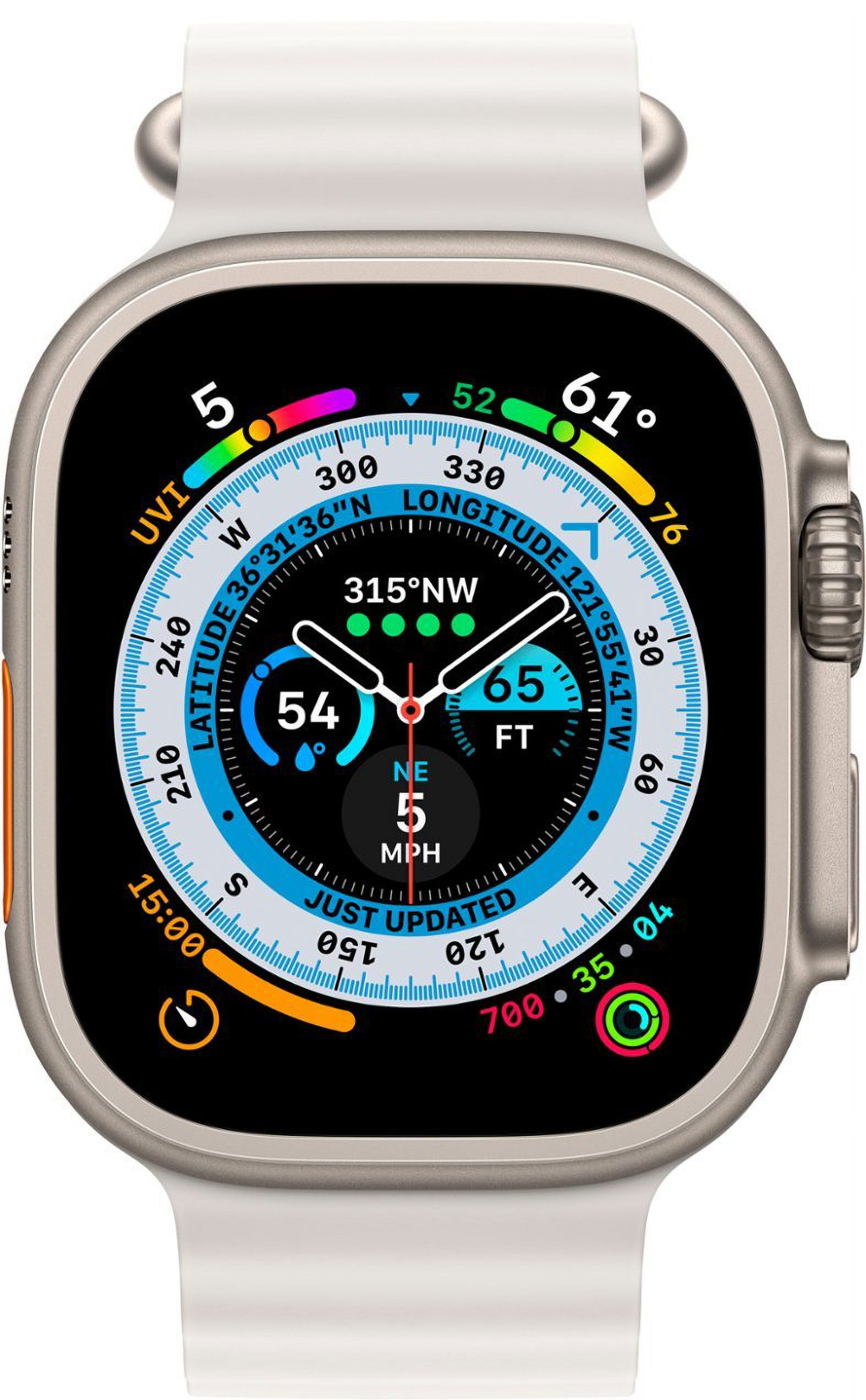Apple Watch Ultra (GPS + LTE) Titanium Case with White Ocean Band (Refurbished, 49 in) 11qaz