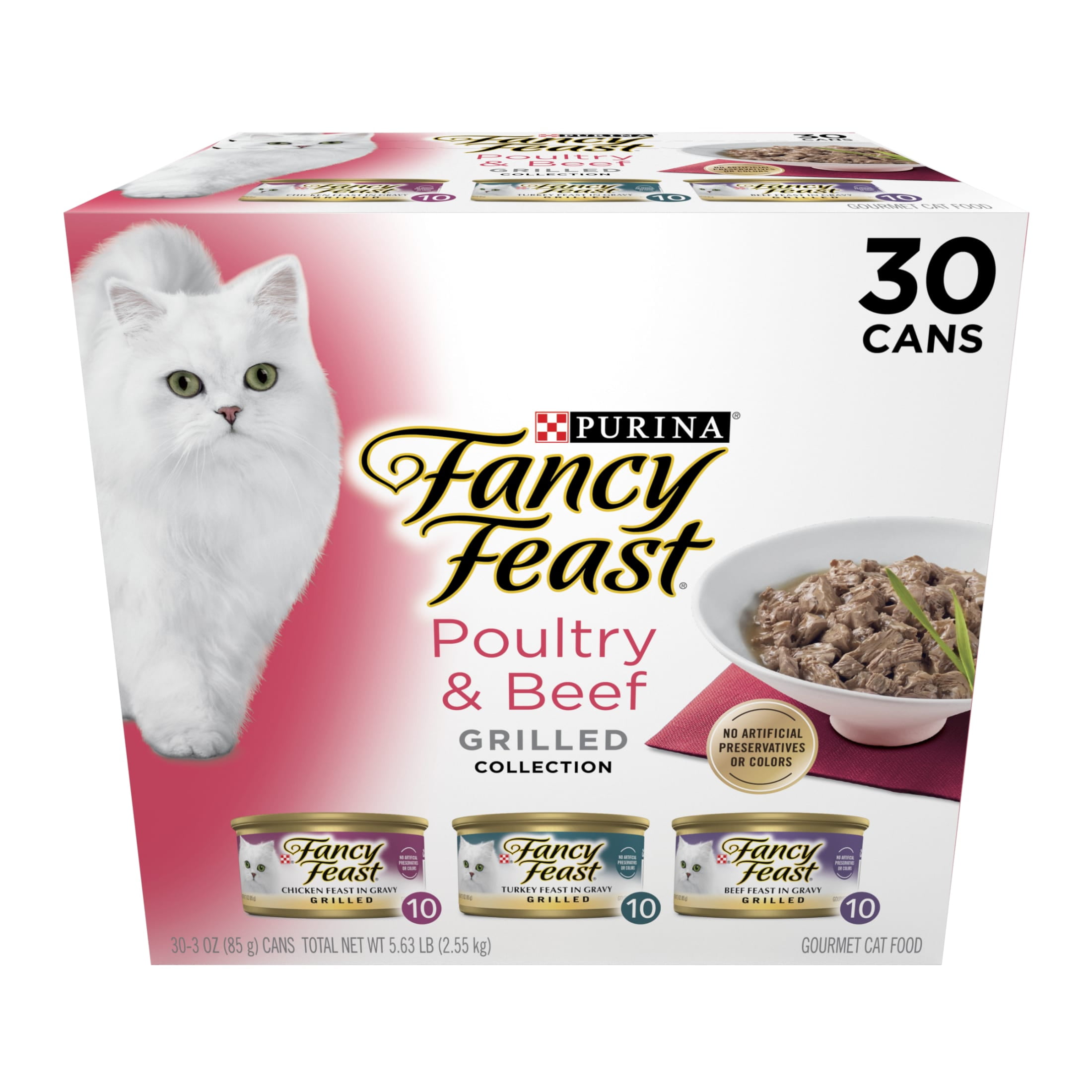 Fancy Feast Grilled Poultry & Beef Wet Cat Food Variety Pack (30 Pack, 3 oz) h1916