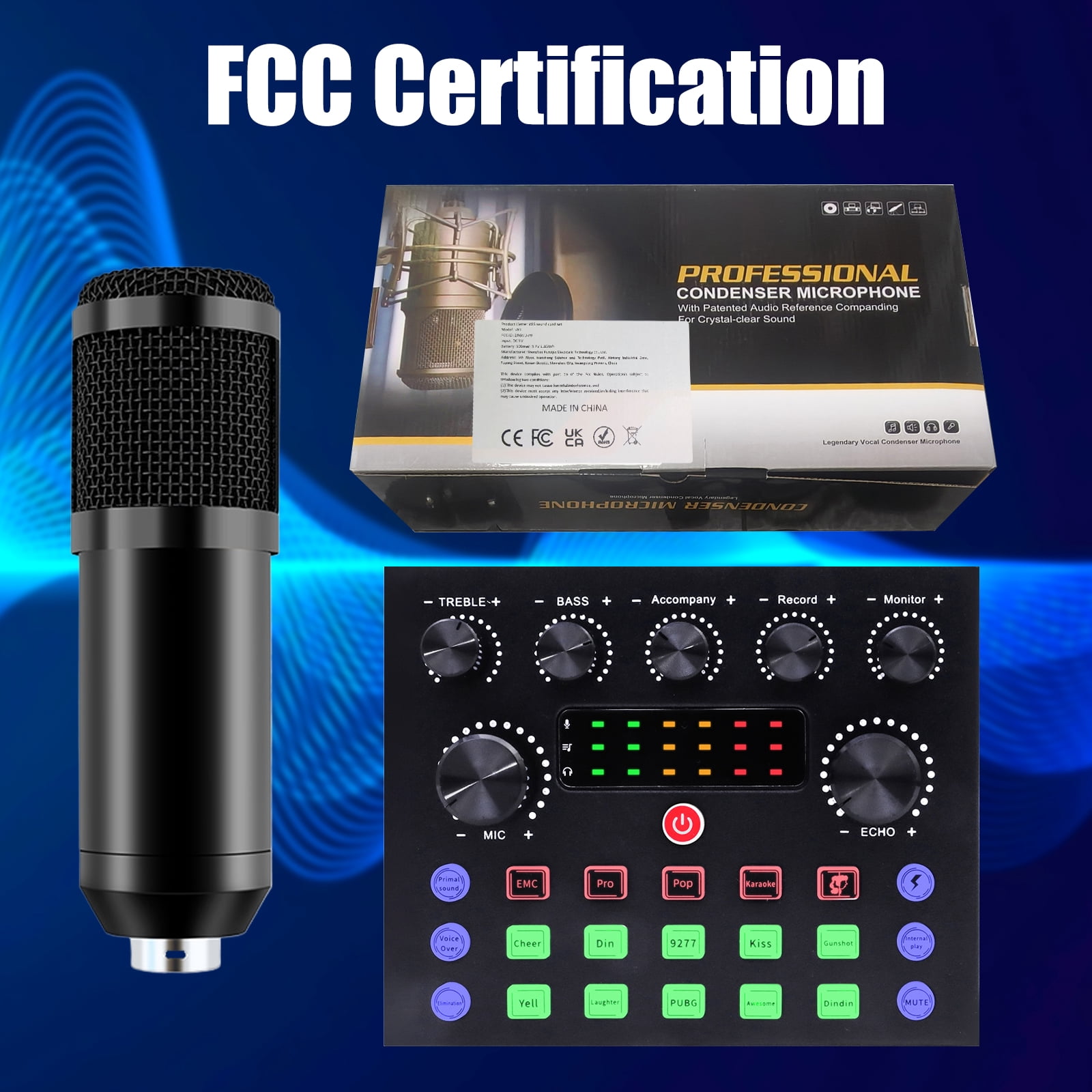 CATGOOD Podcast Equipment Bundle for 2, Audio Interface with Voice Changer and Dual Studio Microphones (Black, 1 Set) dczx8