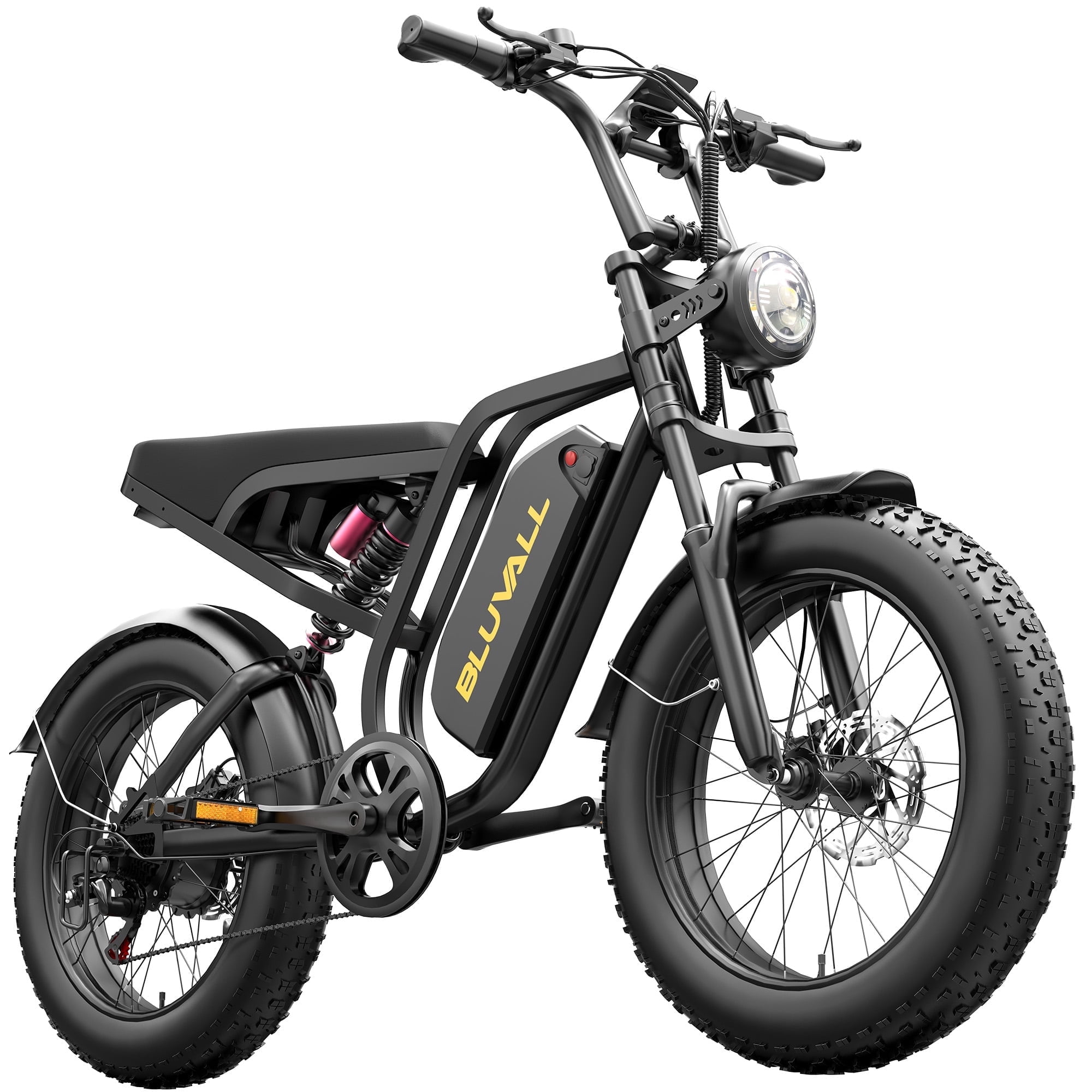 Bluvall SU8 Electric Mountain Bike, Full Suspension E-Bike with 1000W Motor and 20 in Fat Tires (Black, 330 lb Capacity) ry7a4