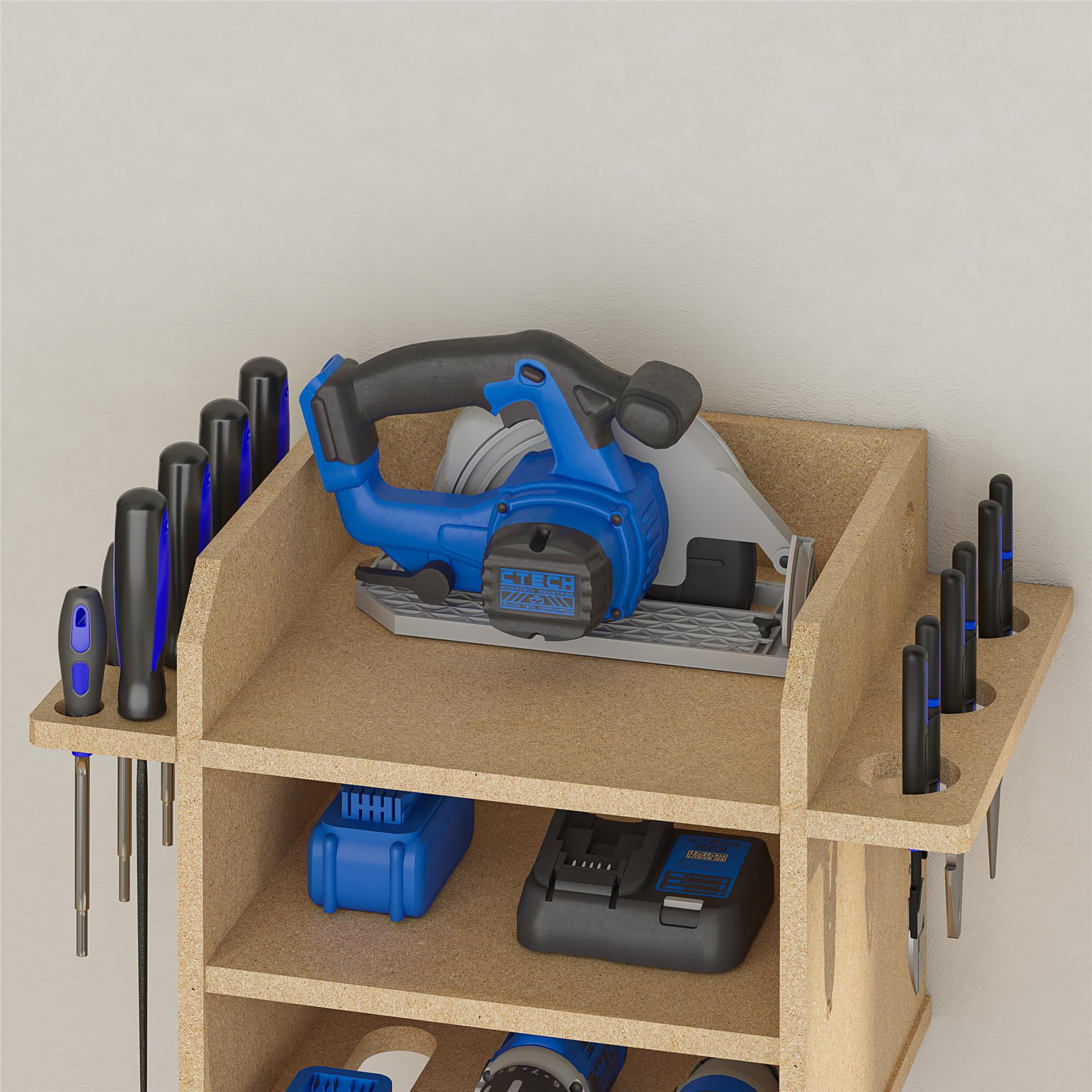 Systembuild Evolution Benford Wall Mount Tool Organizer for Drills and Saws (Raw Board) r7q3o