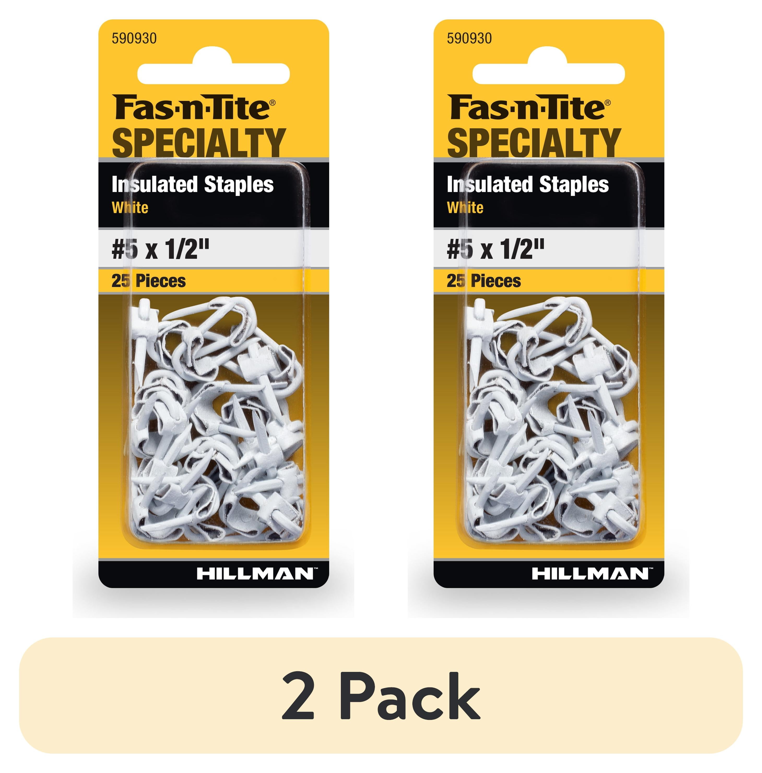 Hillman Fas-n-tite Insulated Staples, Heavy-Duty Steel Cable Fasteners (White, 0.5 in, 50 Pack) 3k6do