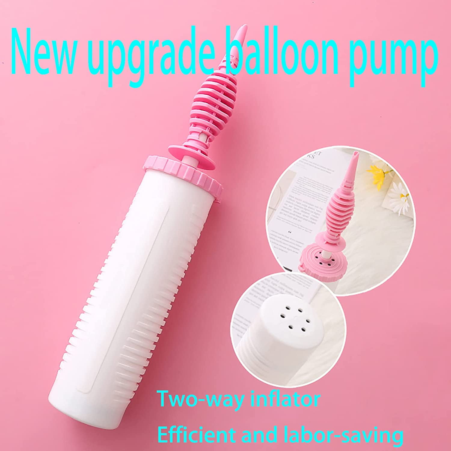 Generic Balloon Pump Handheld Two-Way Dual Action Inflator for Latex and Foil Balloons (Pink, 1 Piece) c79ck