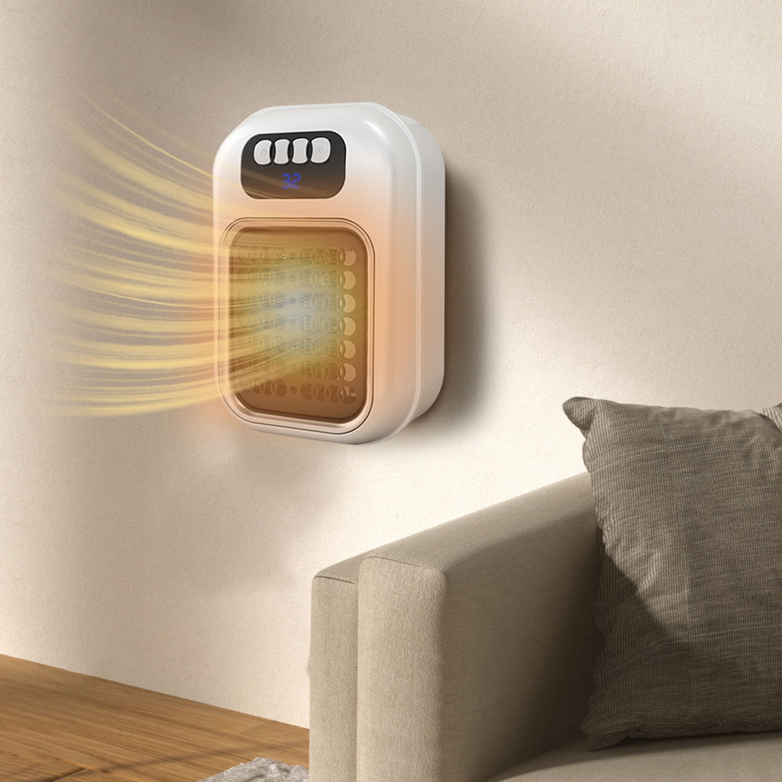 Banzch Electric Space Heater for Indoor Use, Compact Wall Outlet Plug-in Heater with Adjustable Thermostat and Quiet Operation (White, 1 Unit) 6tbsb
