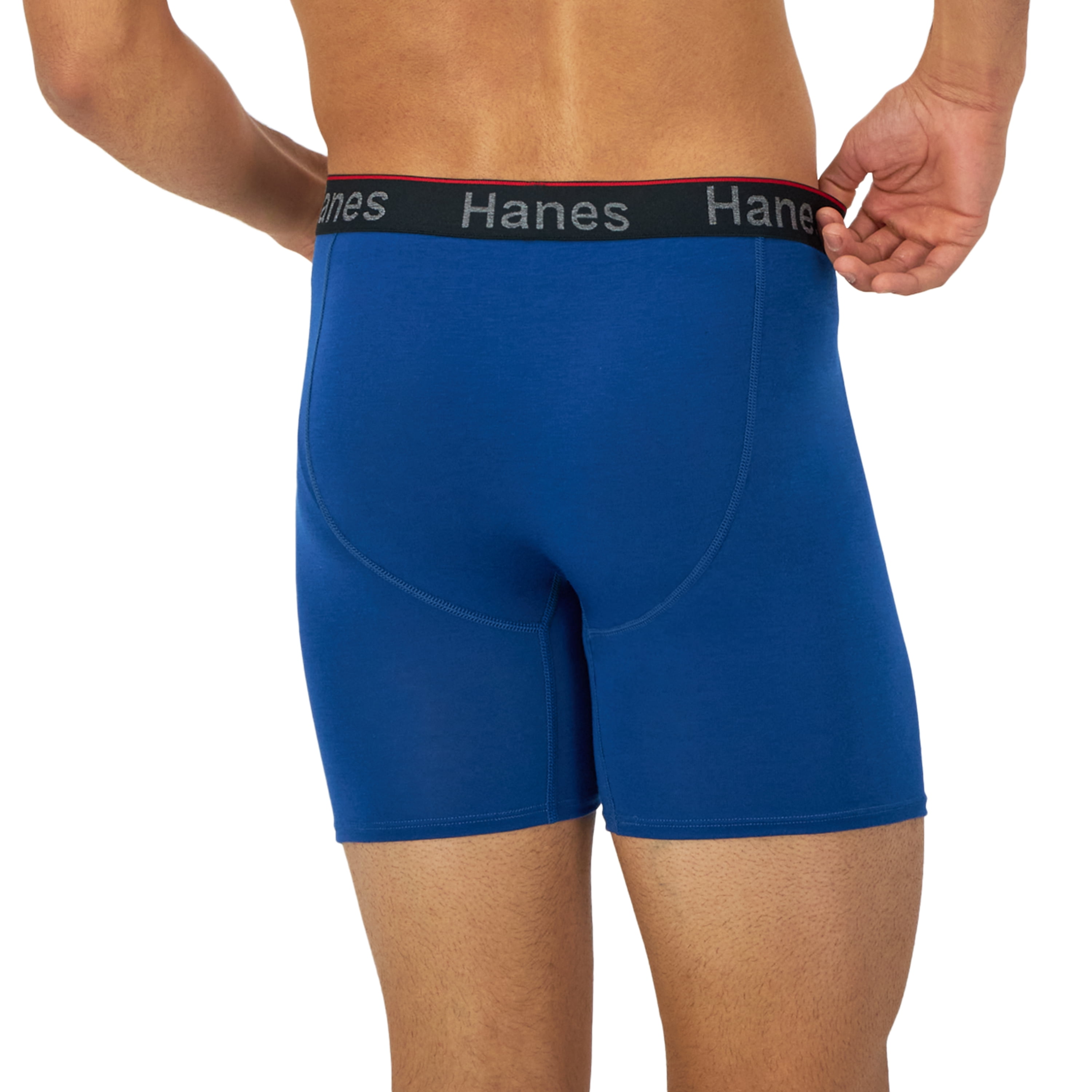 Hanes Men's Anti-Chafing Boxer Briefs with Total Support Pouch (Black, 1 Pack) wz67x