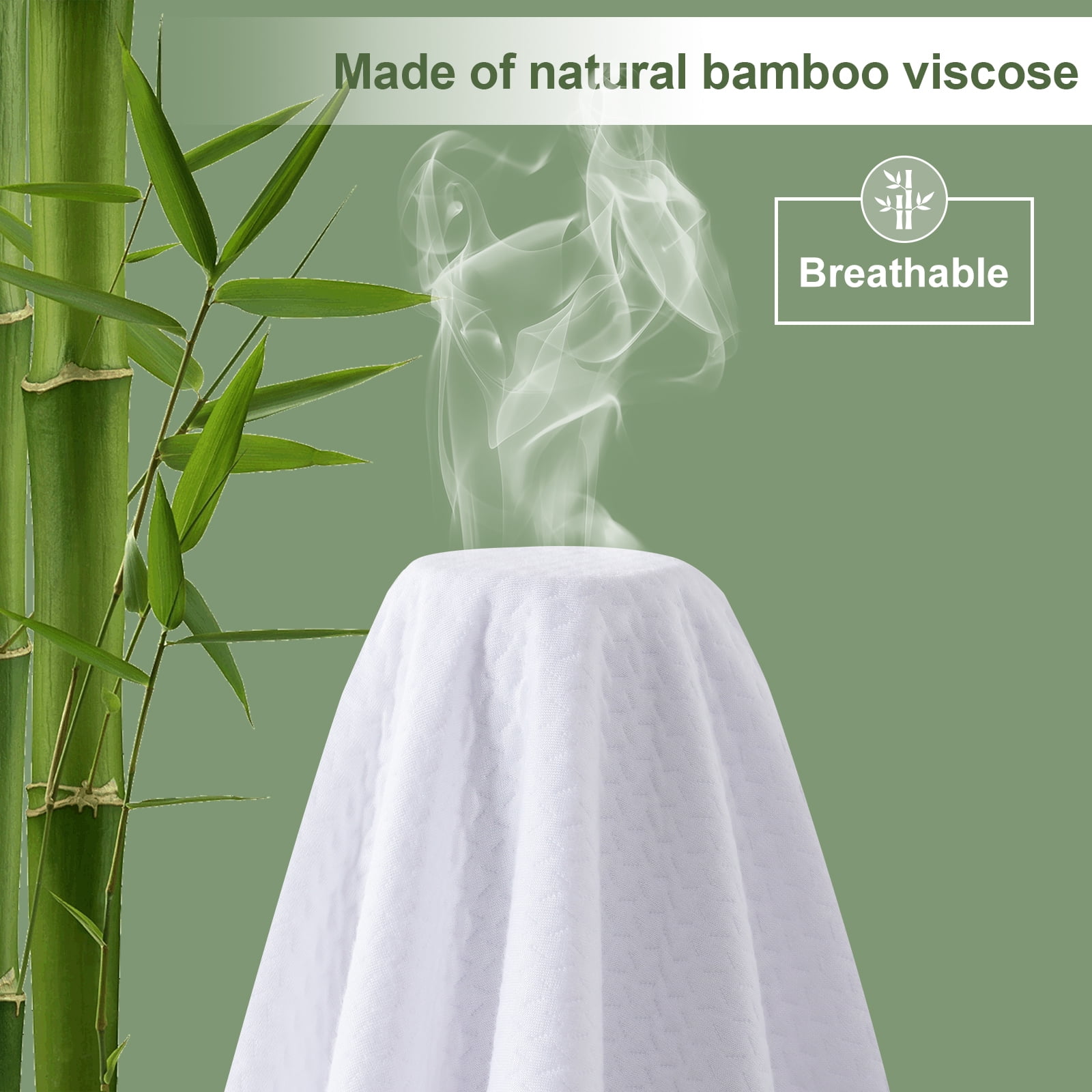 EMONIA Waterproof Mattress Protector (King, White) Premium Bamboo Viscose Cooling Bed Cover with 8-21 in Deep Pocket 89vlu