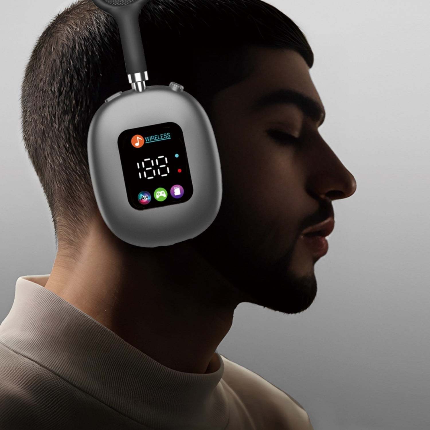 aomogo Wireless Bluetooth 5.4 Gaming Headphones with Active Noise-Cancelling Microphone (Black, One Size) clsku