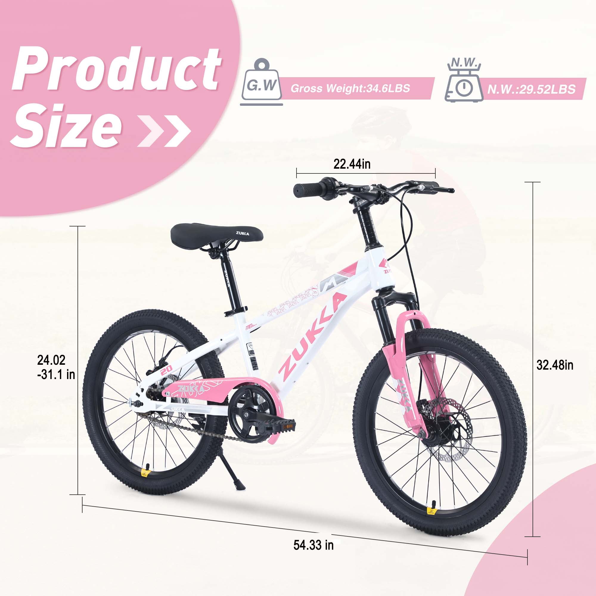Harmie 20 Inch Mountain Bike Single Speed Steel Frame Commuter Bicycle (White and Pink, 20 in) 6tbpr
