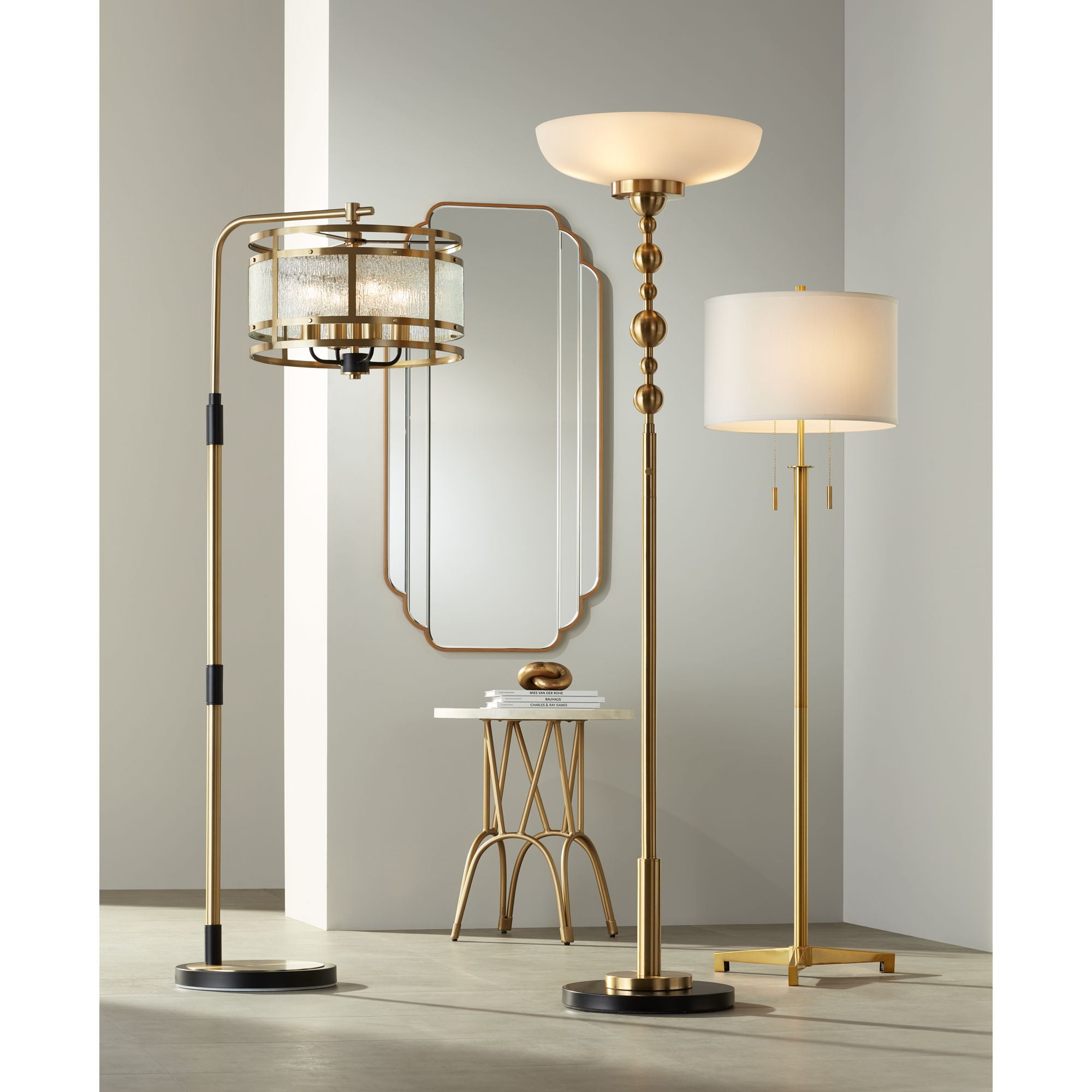 Possini Euro Design Summit Modern Torchiere Floor Lamp with Frosted Glass Shade (Warm Gold, 71 in) yjh2g