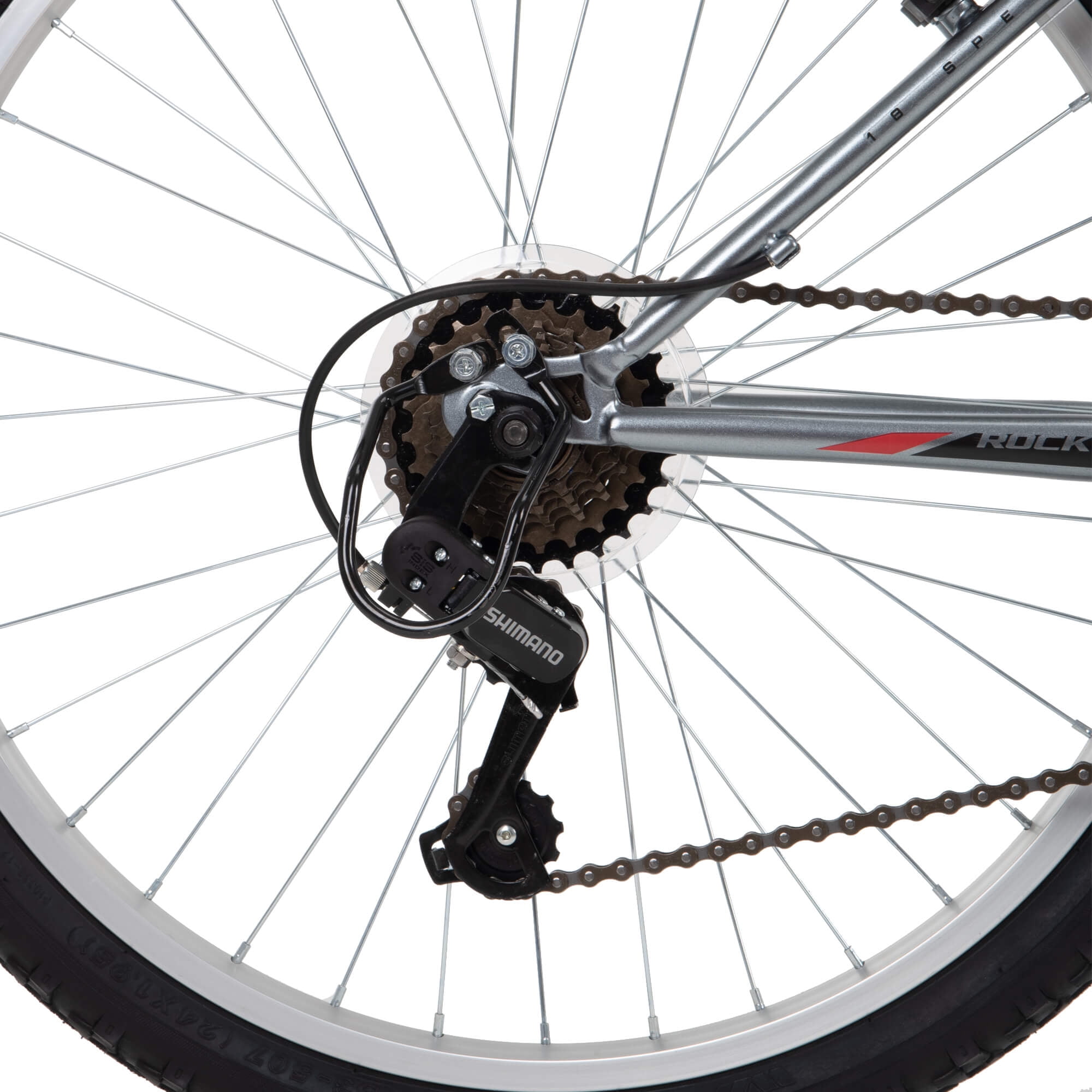 Huffy Rock Creek Mountain Bike, 18-Speed Trail Bicycle, Front Suspension, (Gray, 24 in) yie4l