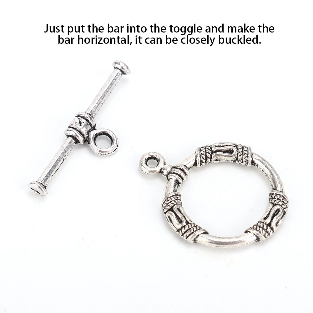 Eotvia Vintage Toggle Clasp Jewelry Findings for Necklace and Bracelet Making (Silver, 20 Pieces) qqz94