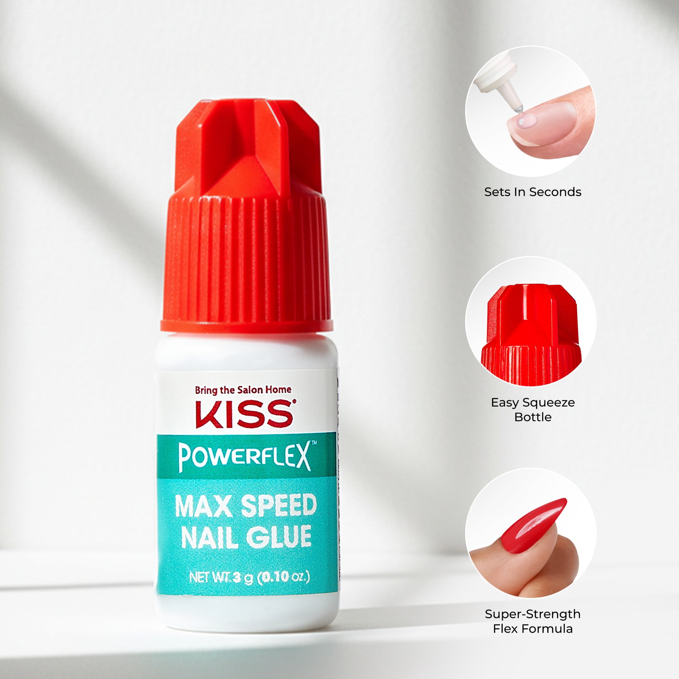 Kiss PowerFlex Maximum Speed Nail Glue for Press-On Nails (Clear, 0.1 oz) sxvve