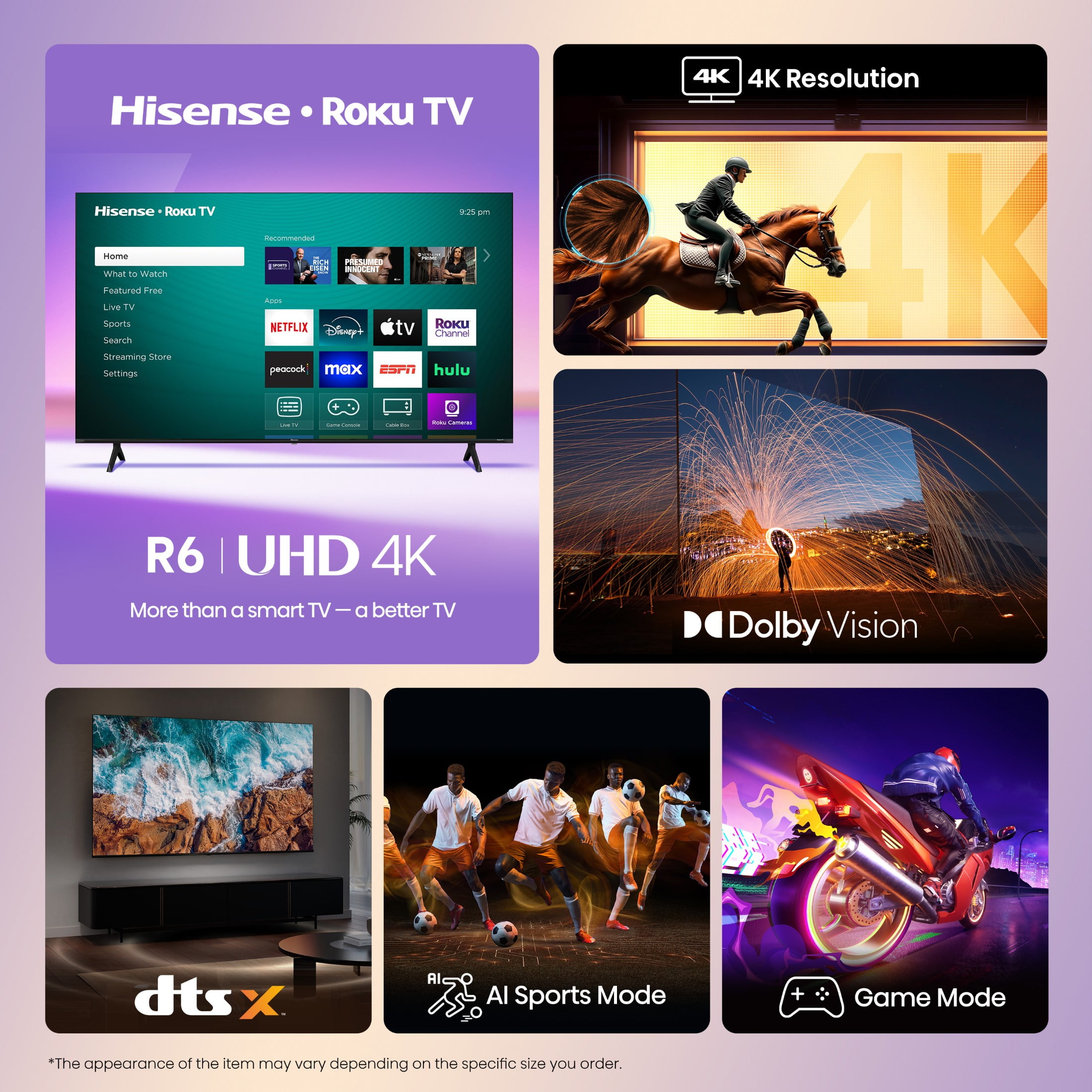 Hisense 58 in Class 4K UHD LED Roku Smart TV (R6 Series, 58 in) a6t52