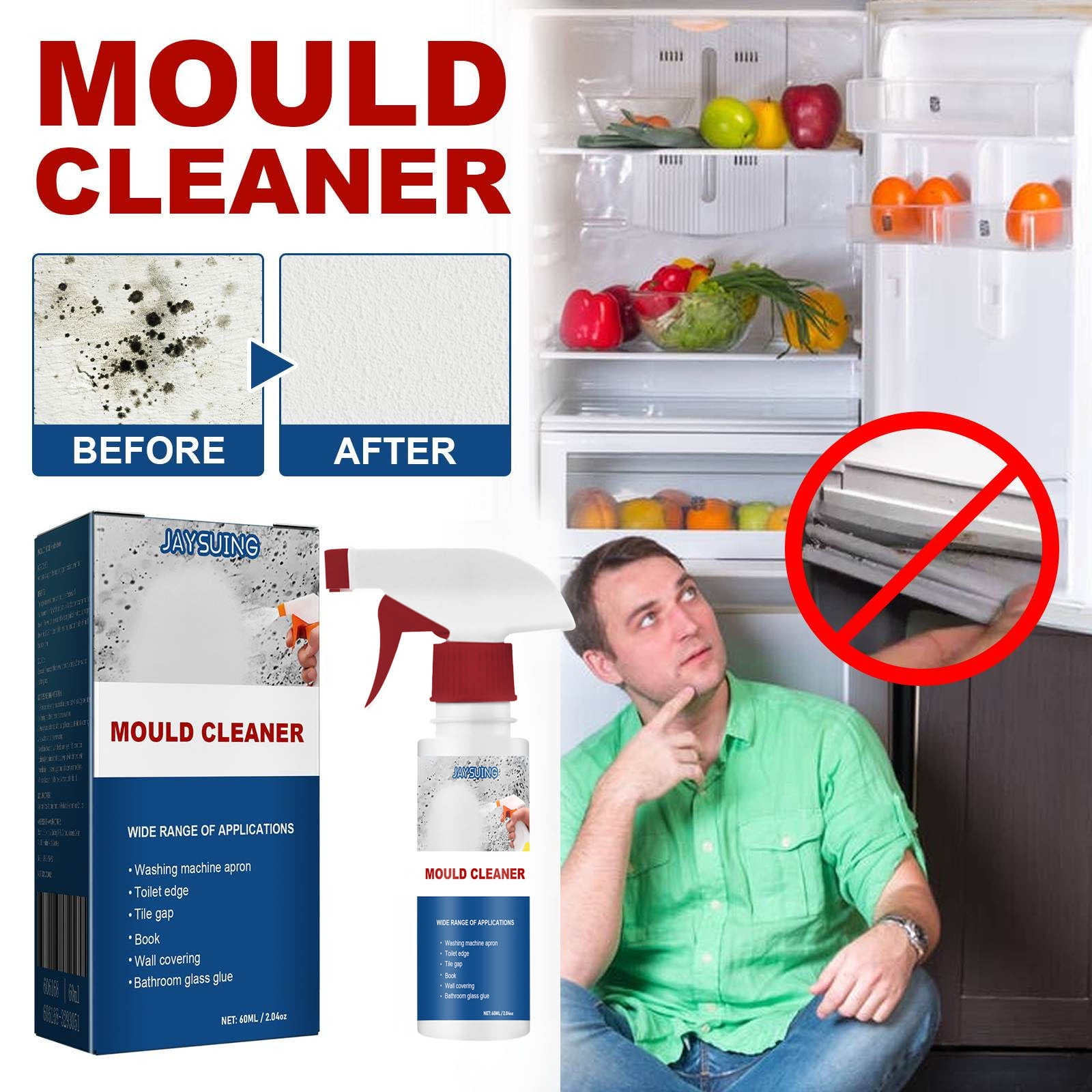 Qocolcyl All-Purpose Wall Cleaner Spray, Deep Cleaning Foam for Mold and Stains (16 fl oz) nzxlj