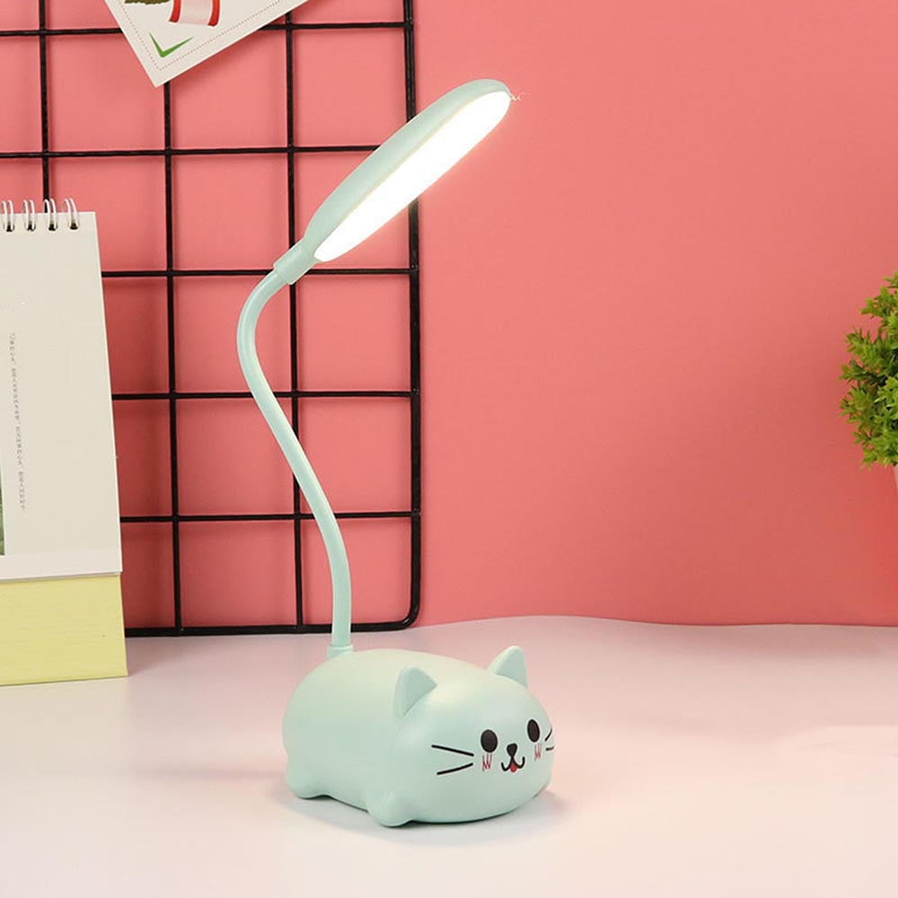 Cbcbtwo LED Desk Lamp, Eye-Protecting Reading Light with Flexible Gooseneck and Cute Cat Base (Blue) h4yq7
