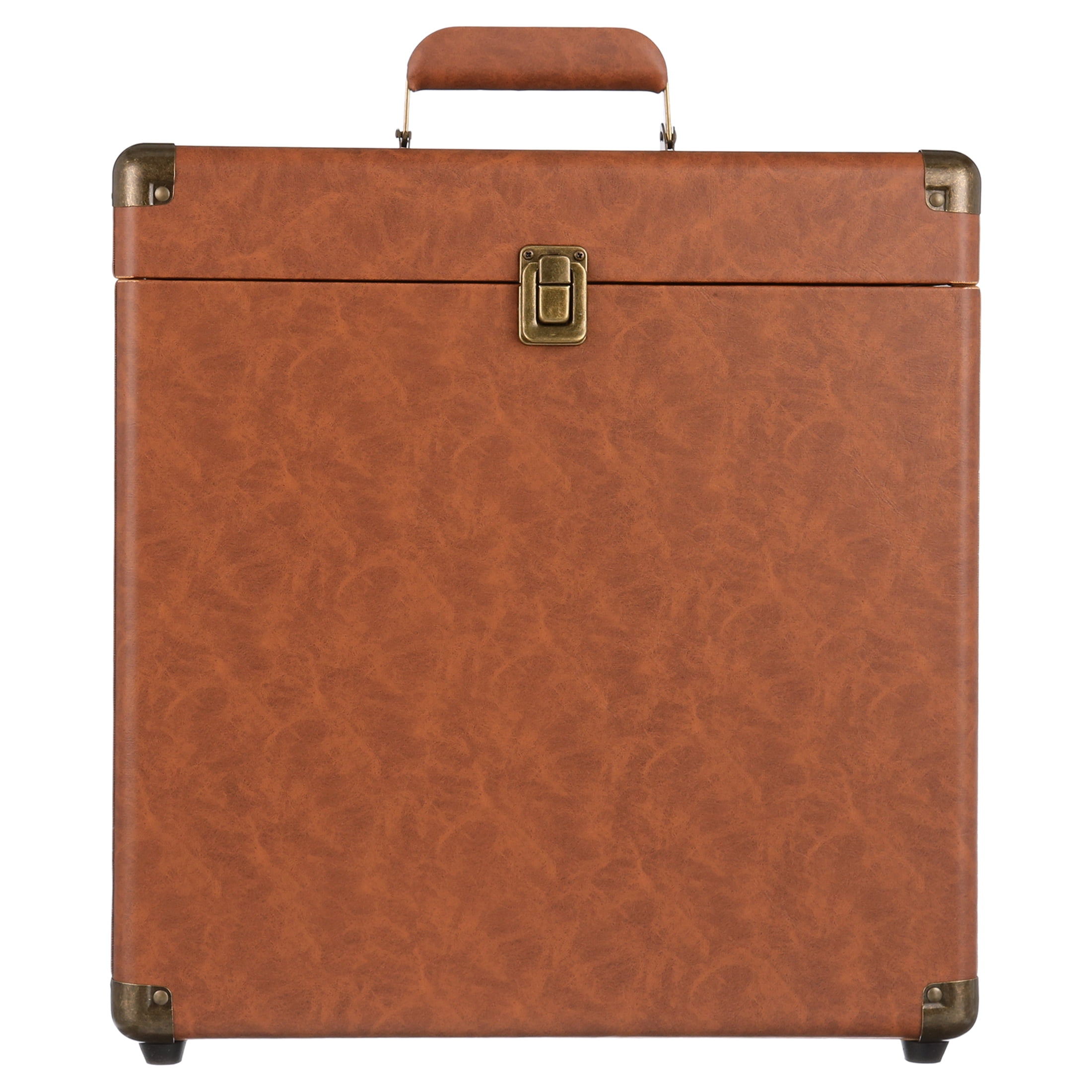 Victrola Vinyl Record Storage Case (Brown, 13 in x 6 in x 14 in) 6temf